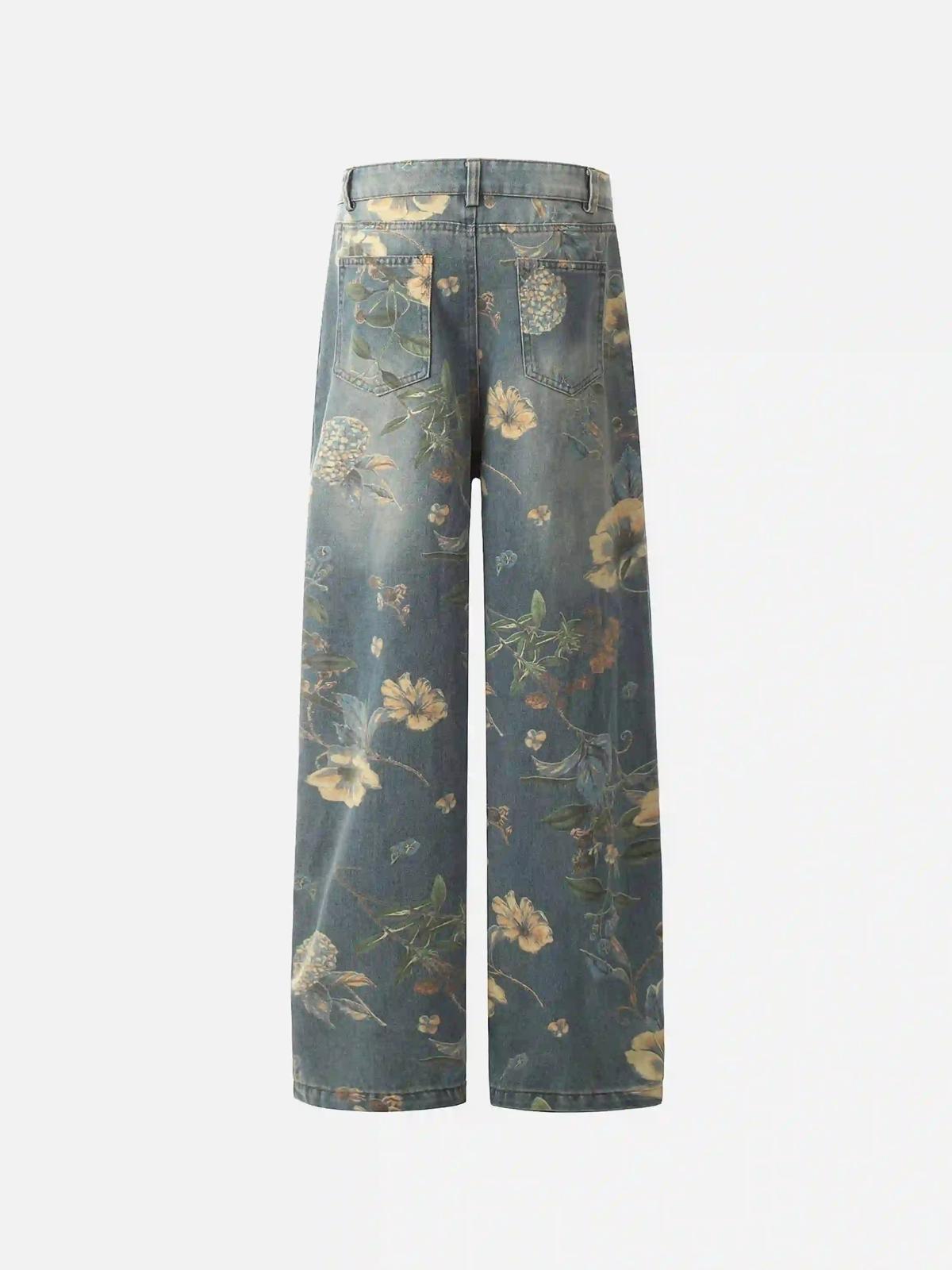 TALISHKO Vintage Distressed Floral Jeans