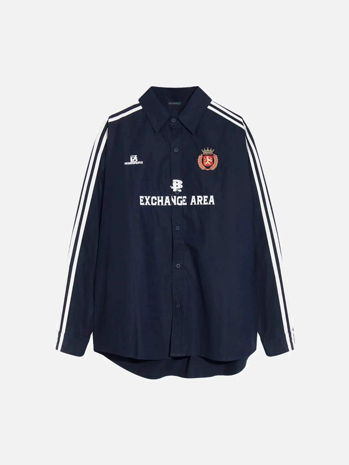 TALISHKO American Retro College Style Lapel Long-Sleeved Shirt
