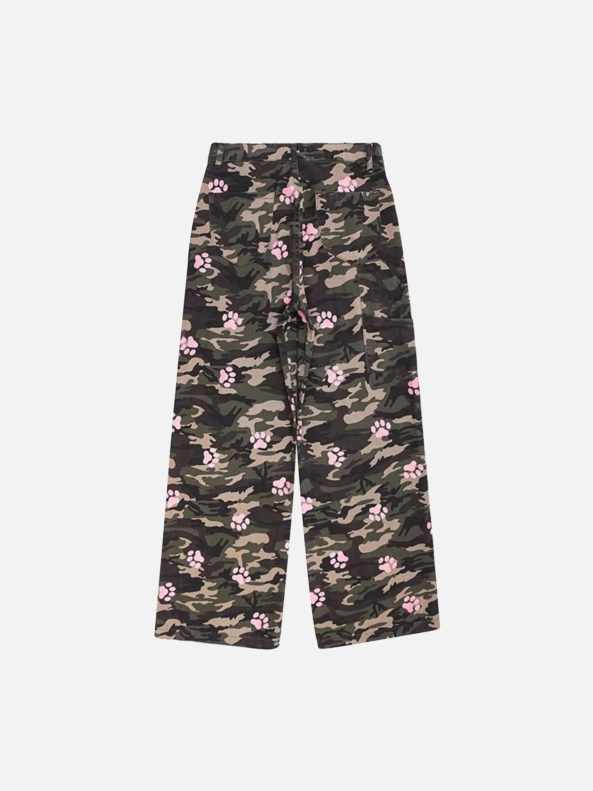 TALISHKO Dog Paw Print Camouflage Pants