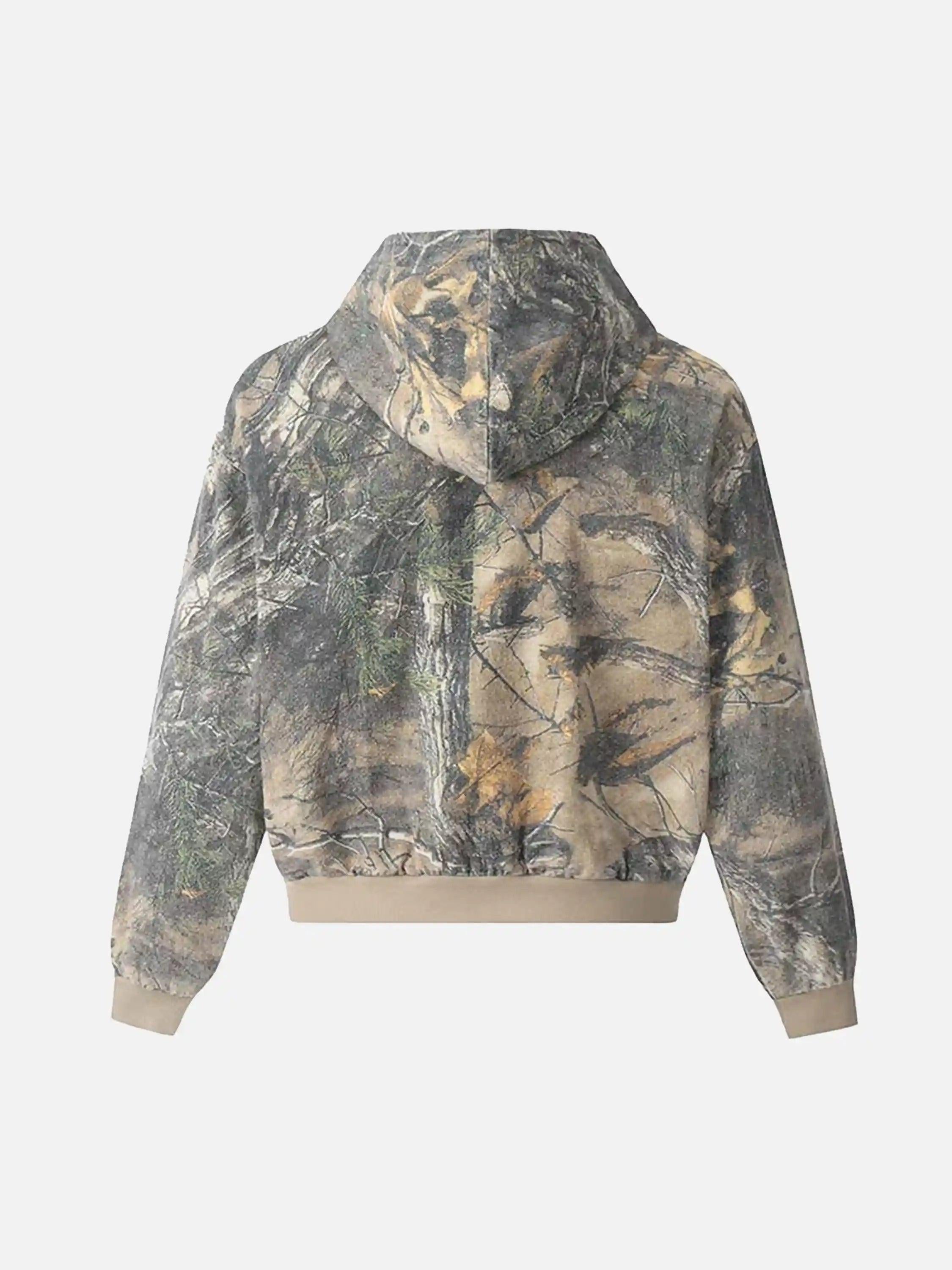 TALISHKO Camouflage Print Zip-Up Hoodie