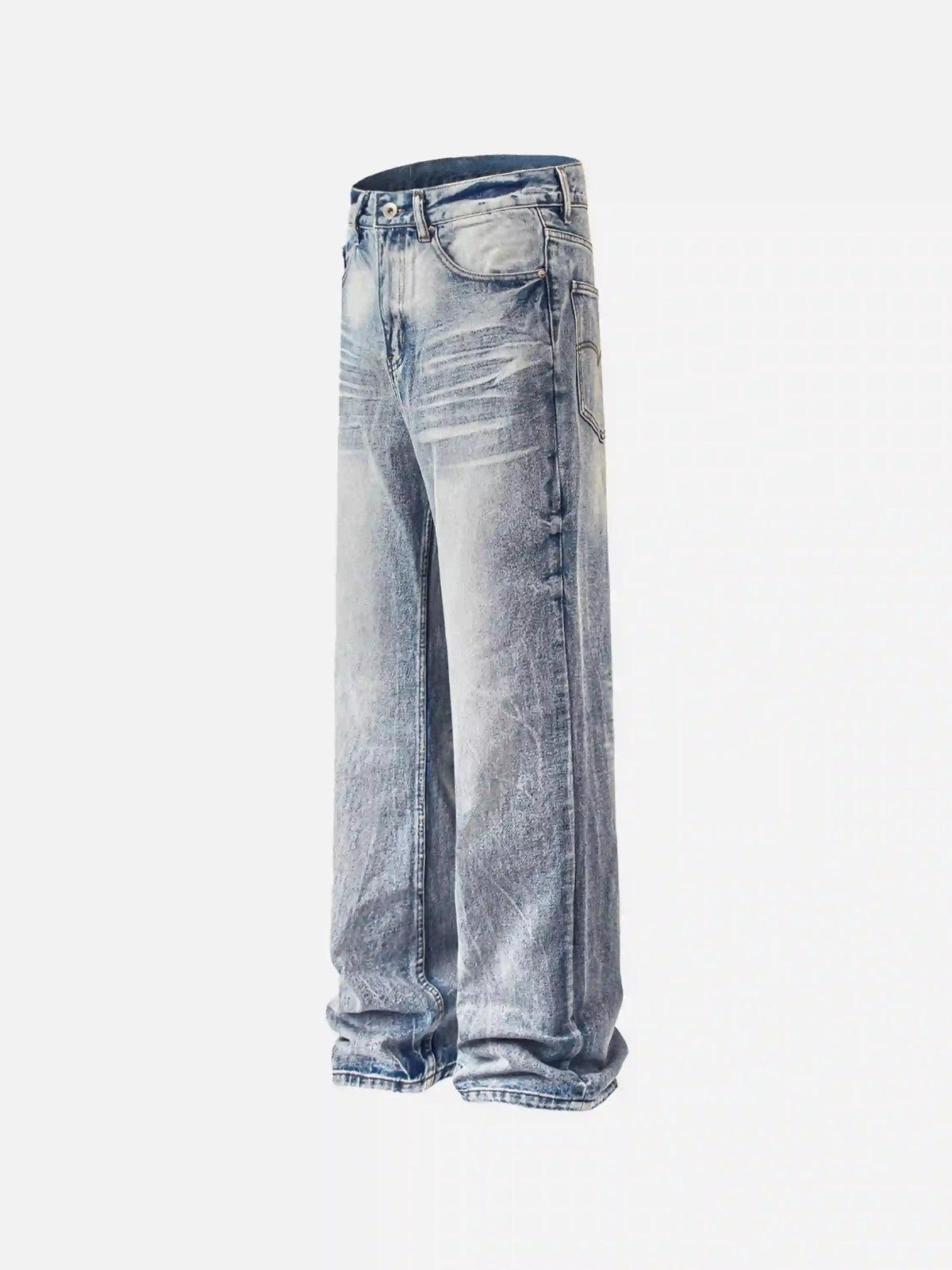 TALISHKO Vintage Distressed Washed Straight Jeans