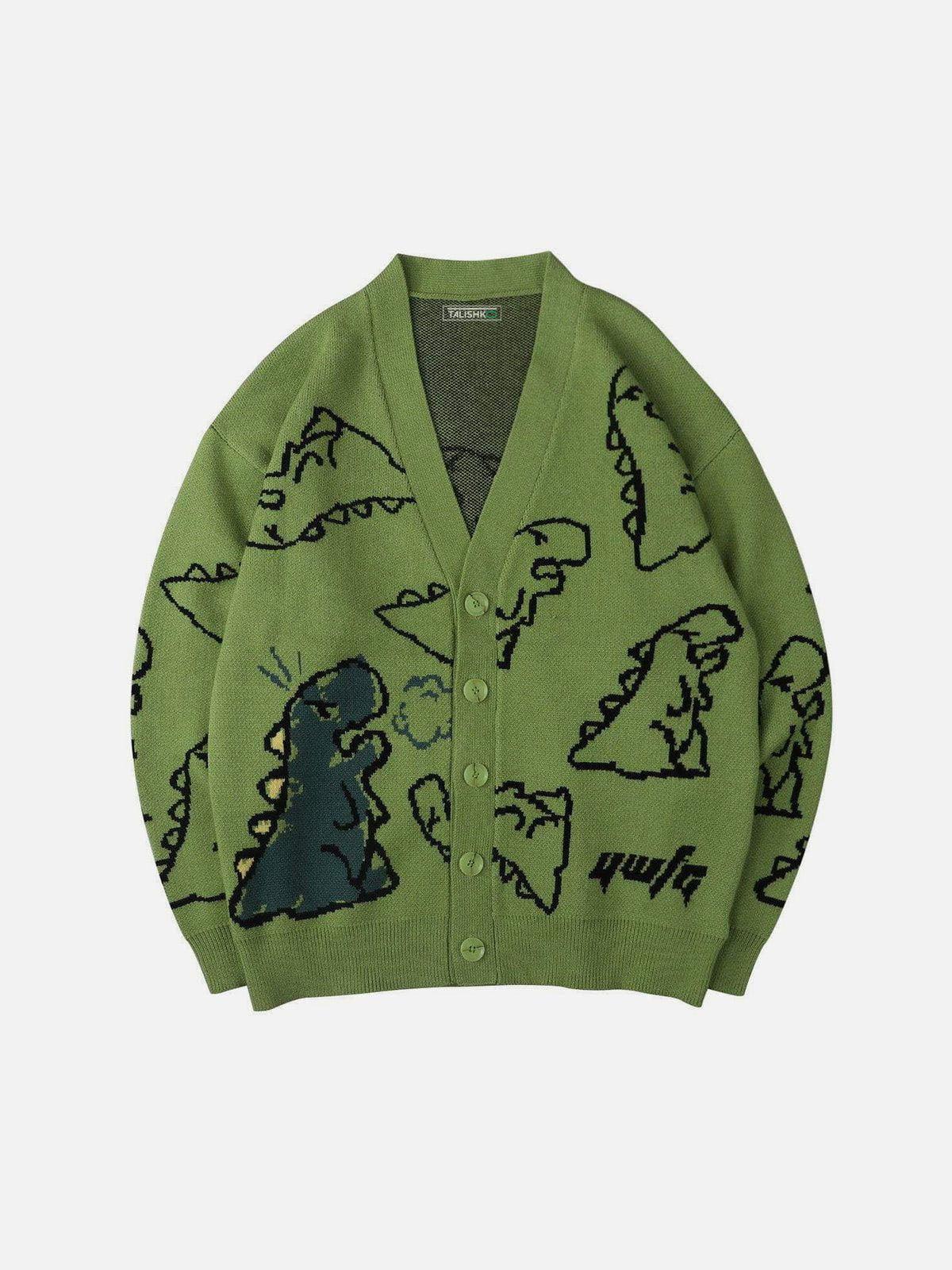 TALISHKO Dinosaur Cartoon Pattern Knit Cardigan