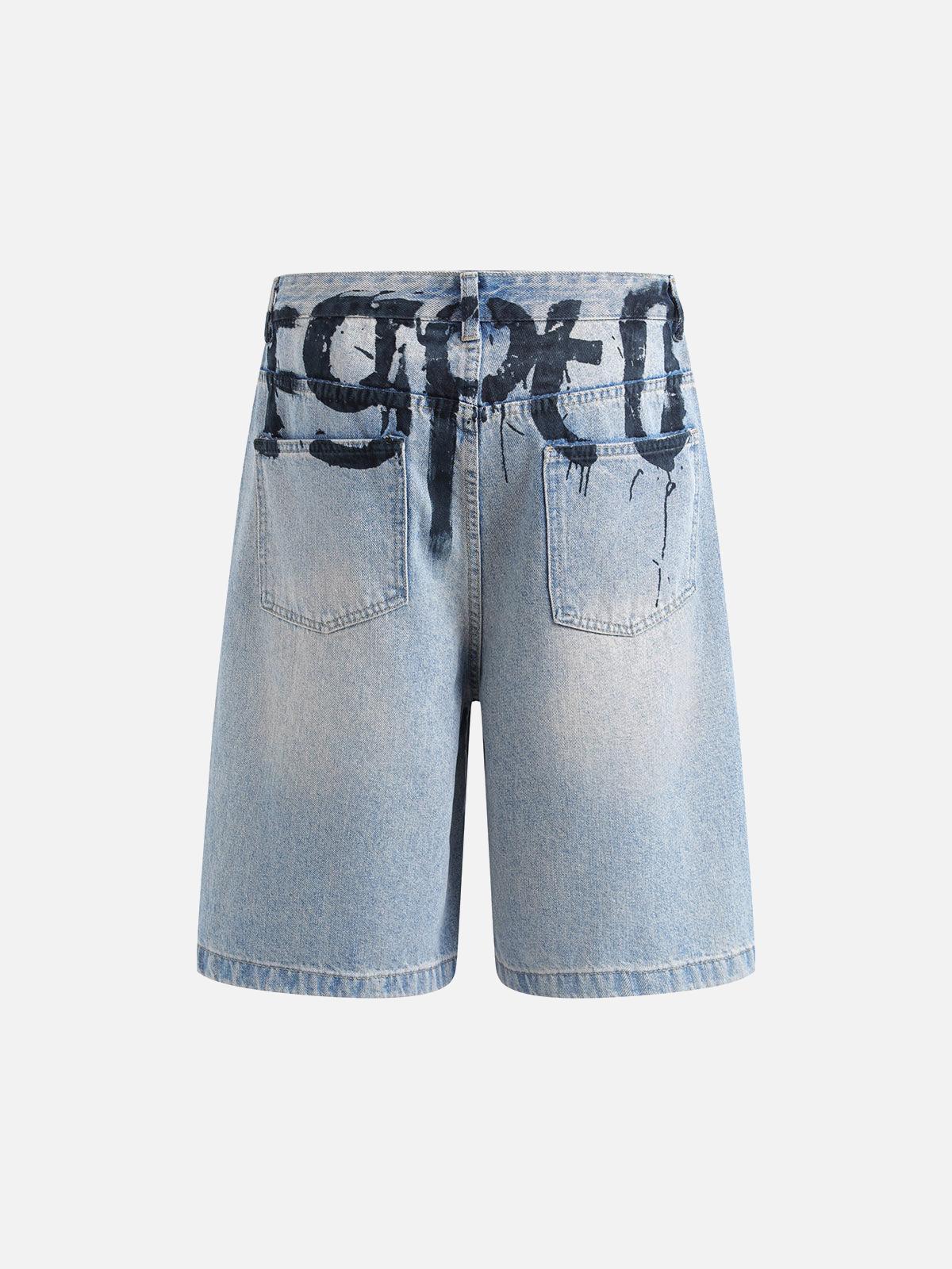 TALISHKO Graffiti Letter Denim Shorts