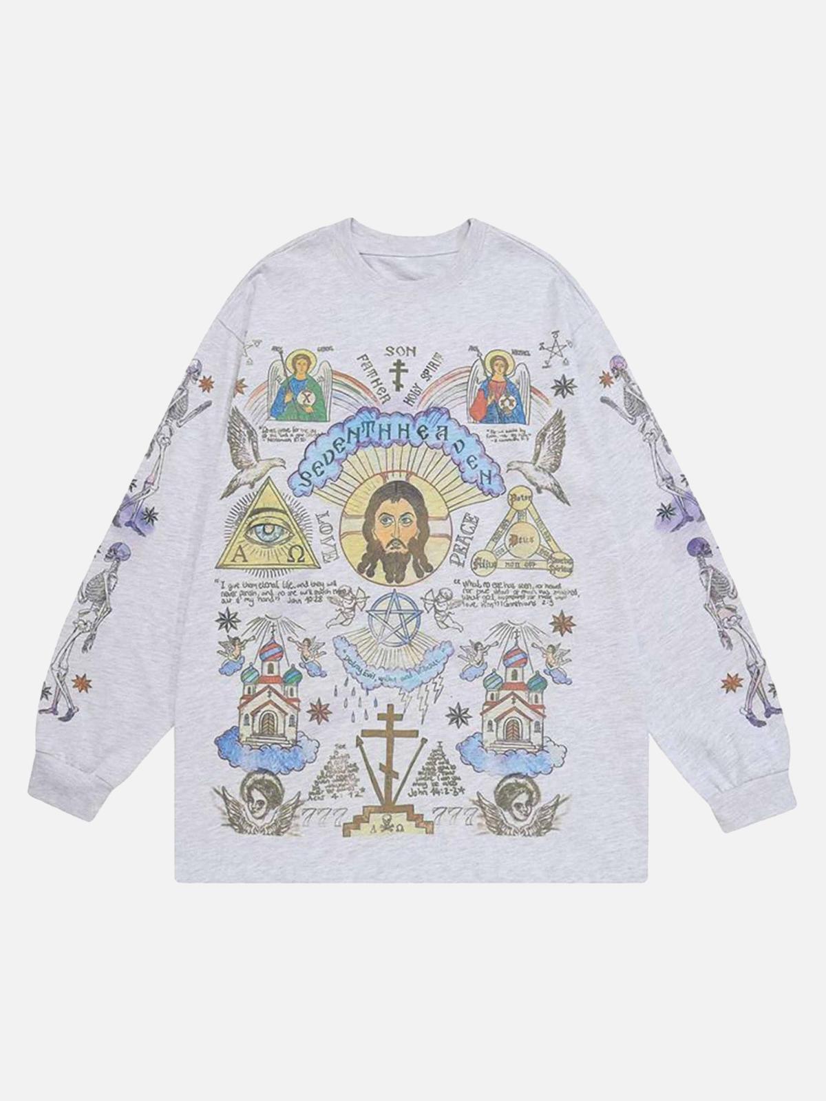 TALISHKO American High Street Graffiti Long Sleeve T-Shirt