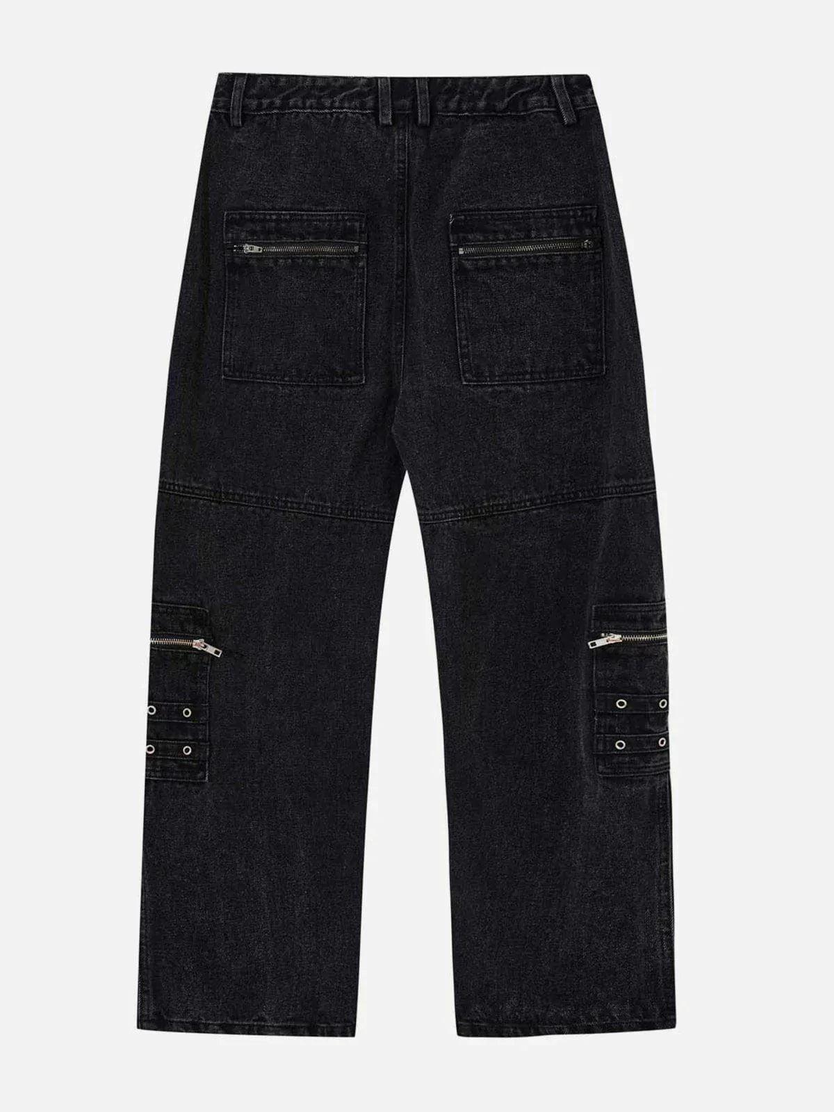 TALISHKO Irregular Pocket Washed Jeans