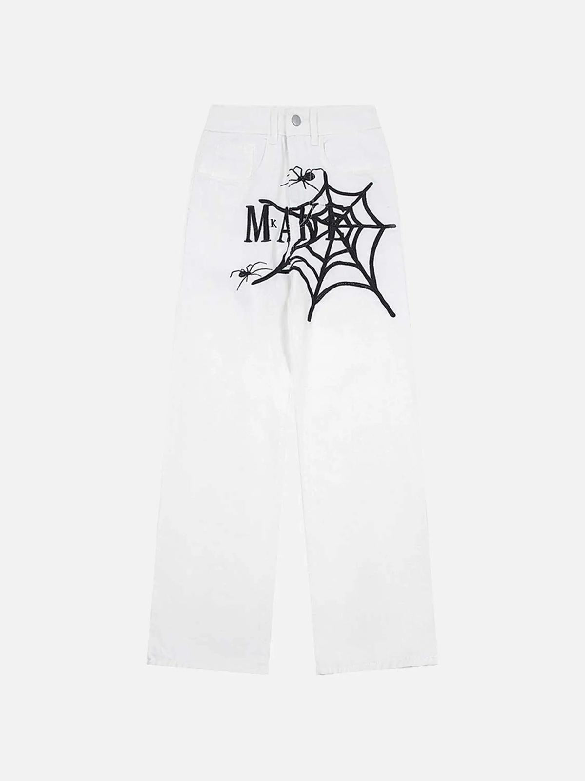 TALISHKO American High Street Embroidered Spider Jeans