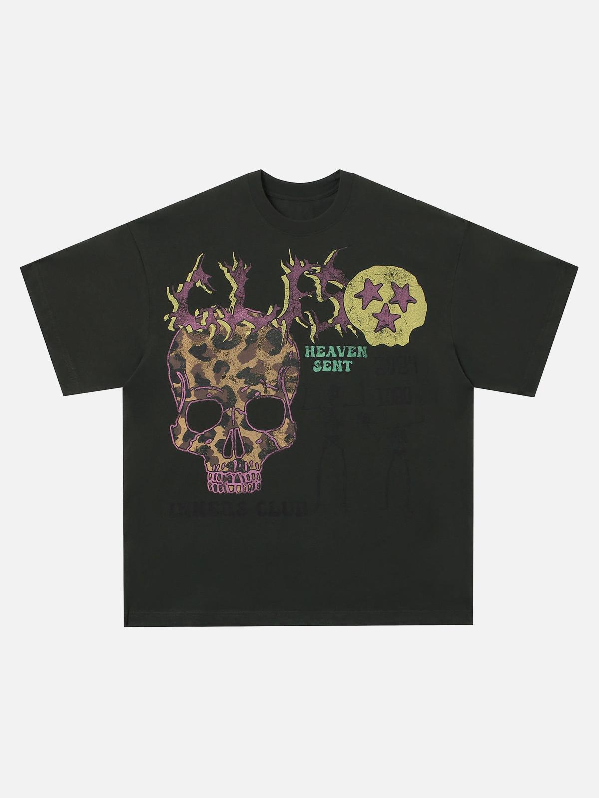 TALISHKO Skull Print Crew Neck T-Shirt