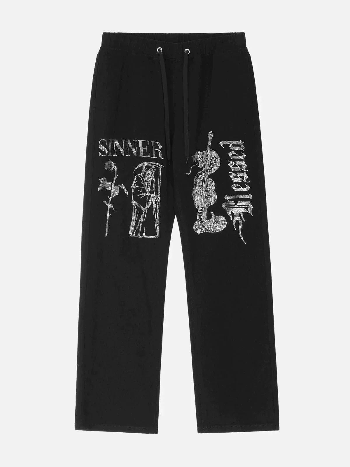 TALISHKO Hot Diamond Craft Design Print Pants