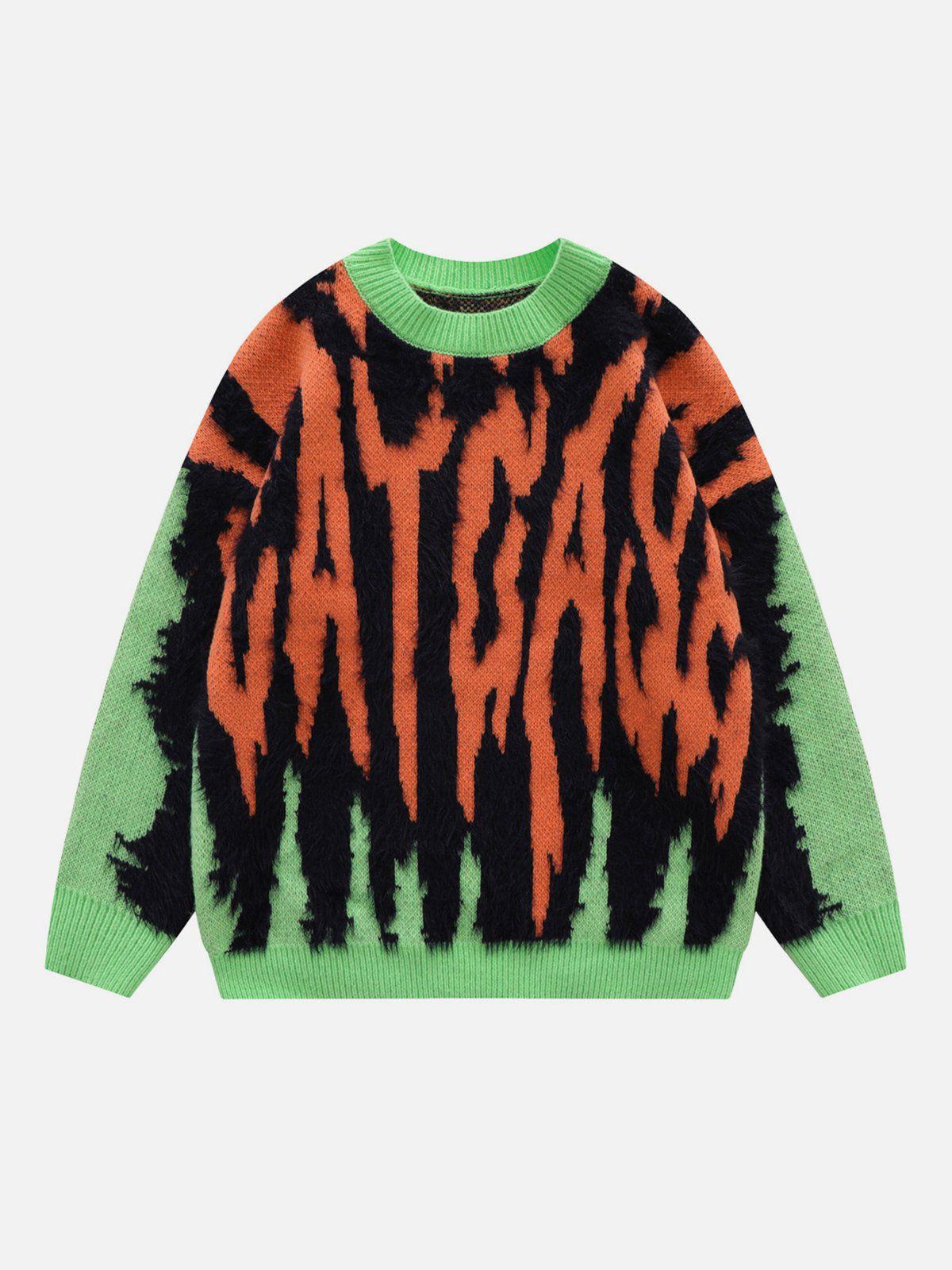 TALISHKO Contrast Zebra Plush Print Sweater