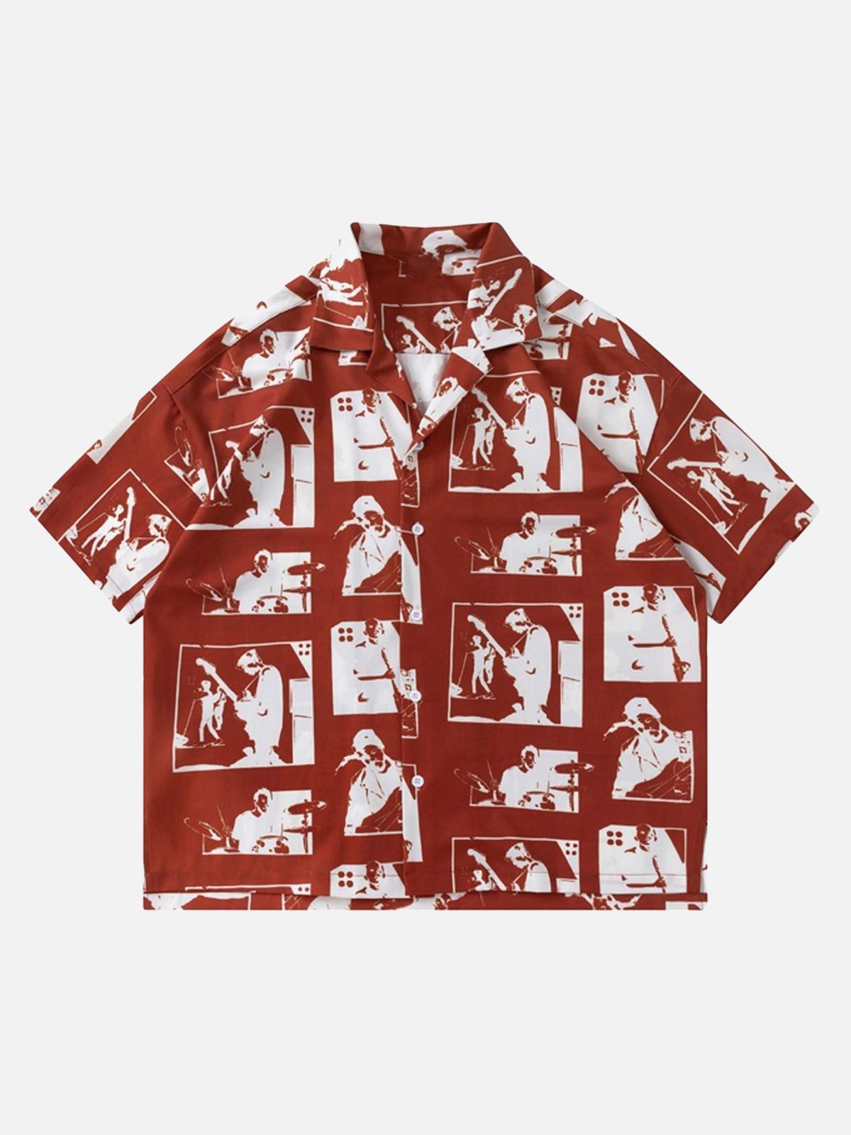 TALISHKO Portrait Pattern Short-Sleeved Shirt