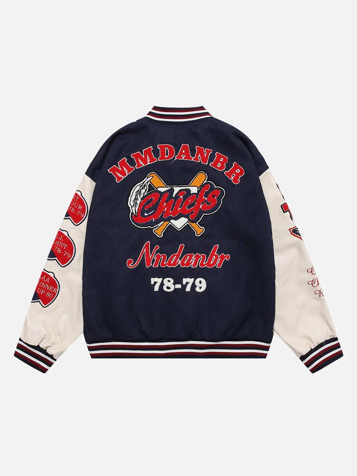 TALISHKO Vintage Flock Print Varsity Jacket