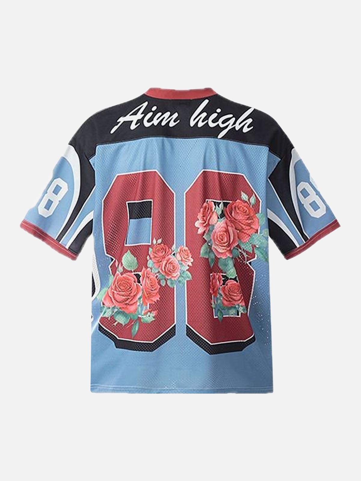 TALISHKO Floral Print Jersey V Neck T-Shirt