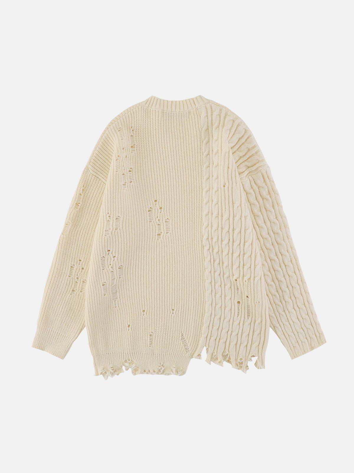 TALISHKO Irregular Patchwork Twist Sweater
