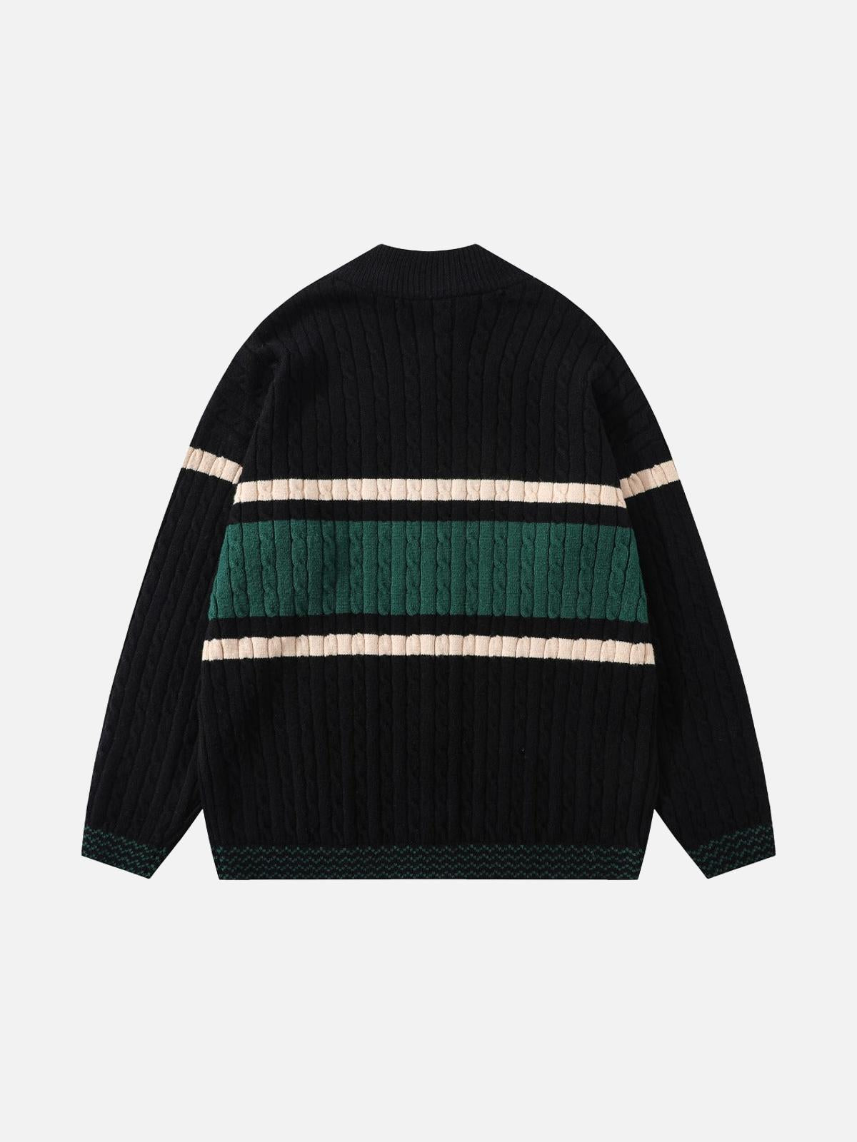 TALISHKO Vintage Embroidery Collision Color Leisure Sweater