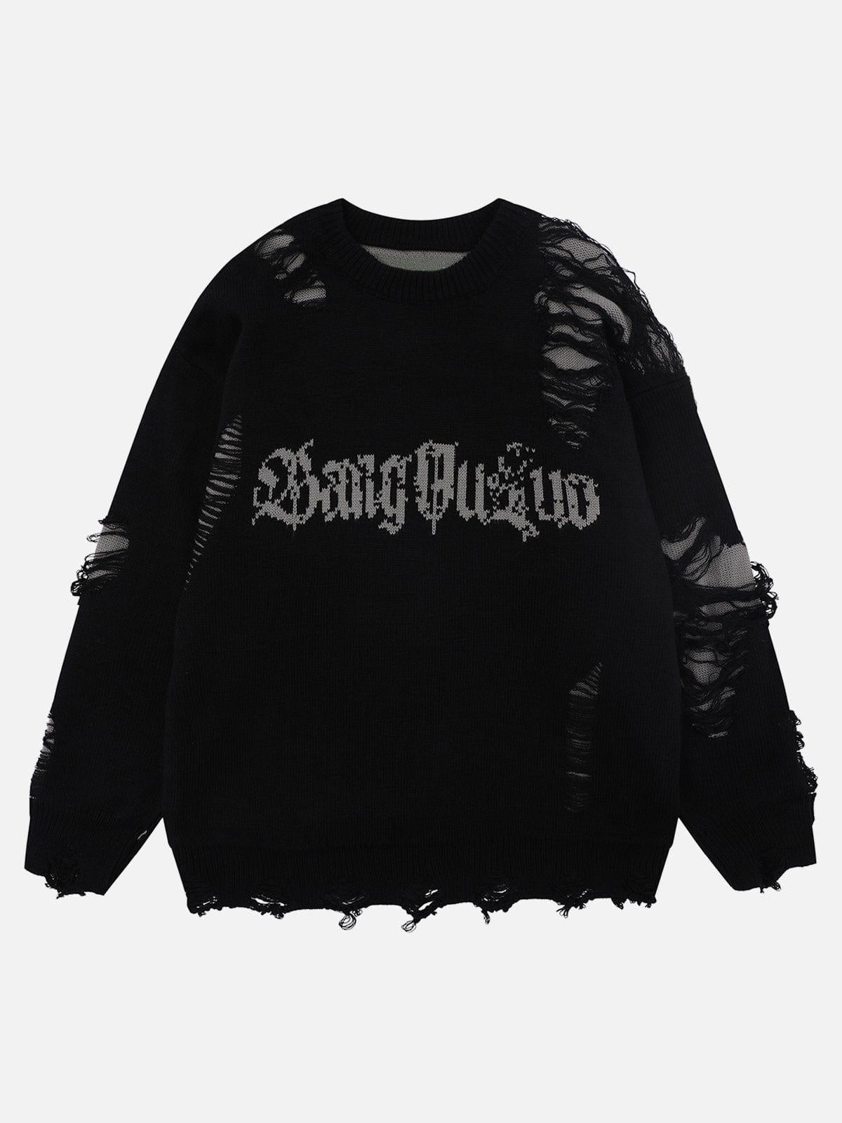 TALISHKO Fake Two Ripped Hole Sweater