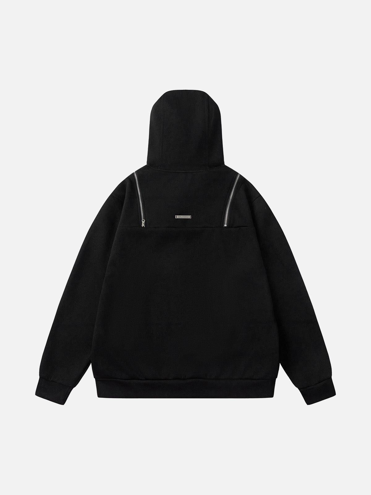 TALISHKO Deconstructed Rivet Angular-Zip Hoodie