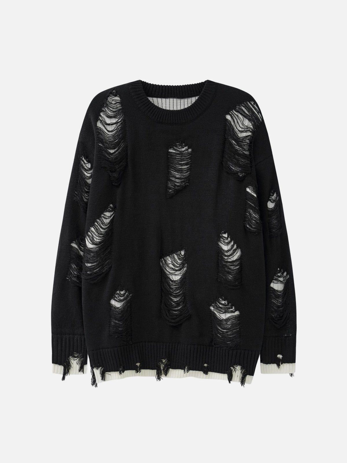 TALISHKO Vintage Ripped Hole Oversized Sweater