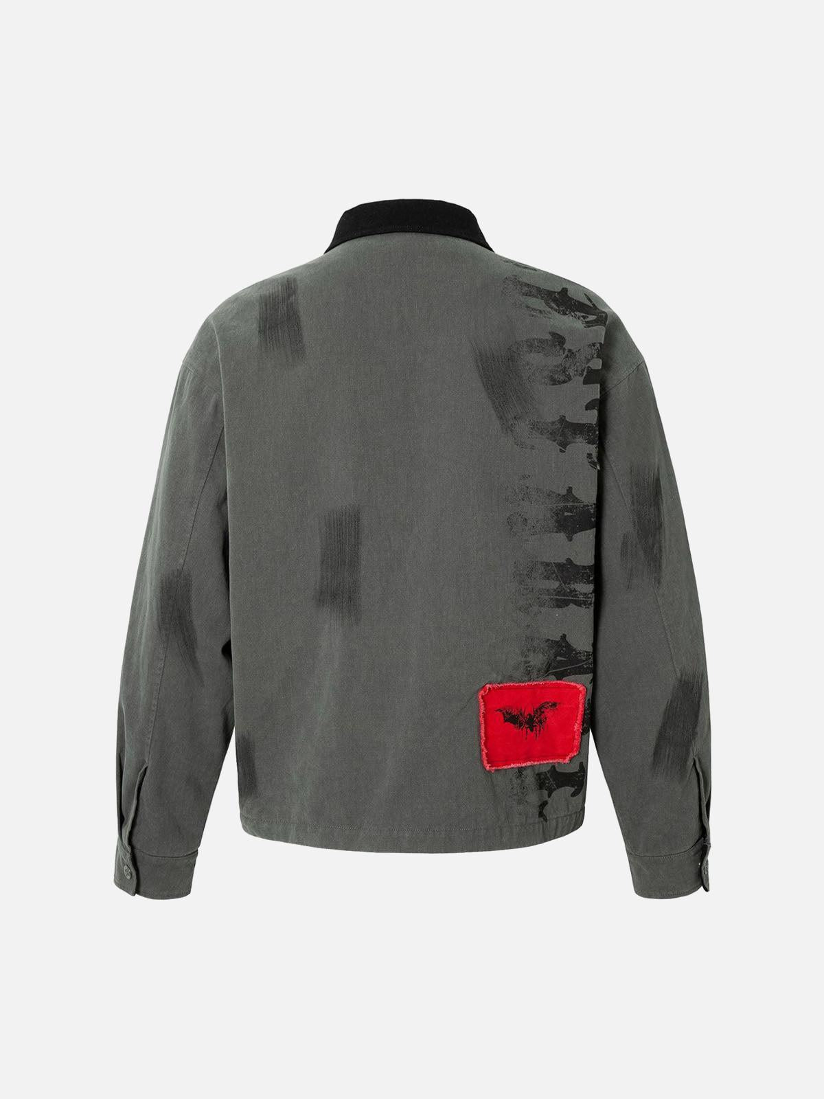 TALISHKO Wasteland Style Portrait Print Patchwork Barn Jacket