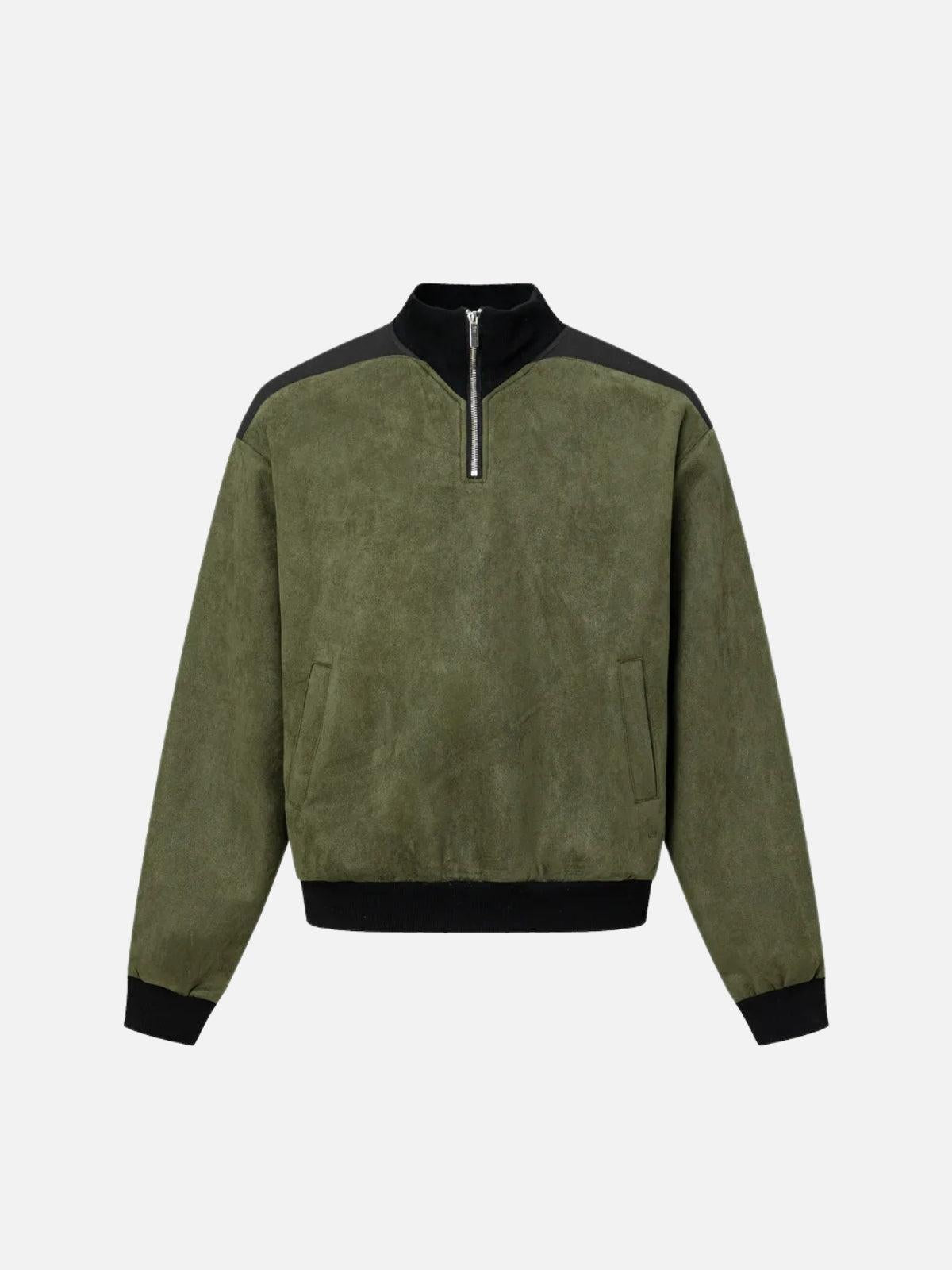 TALISHKO Patchwork Stand Collar Sweatshirt