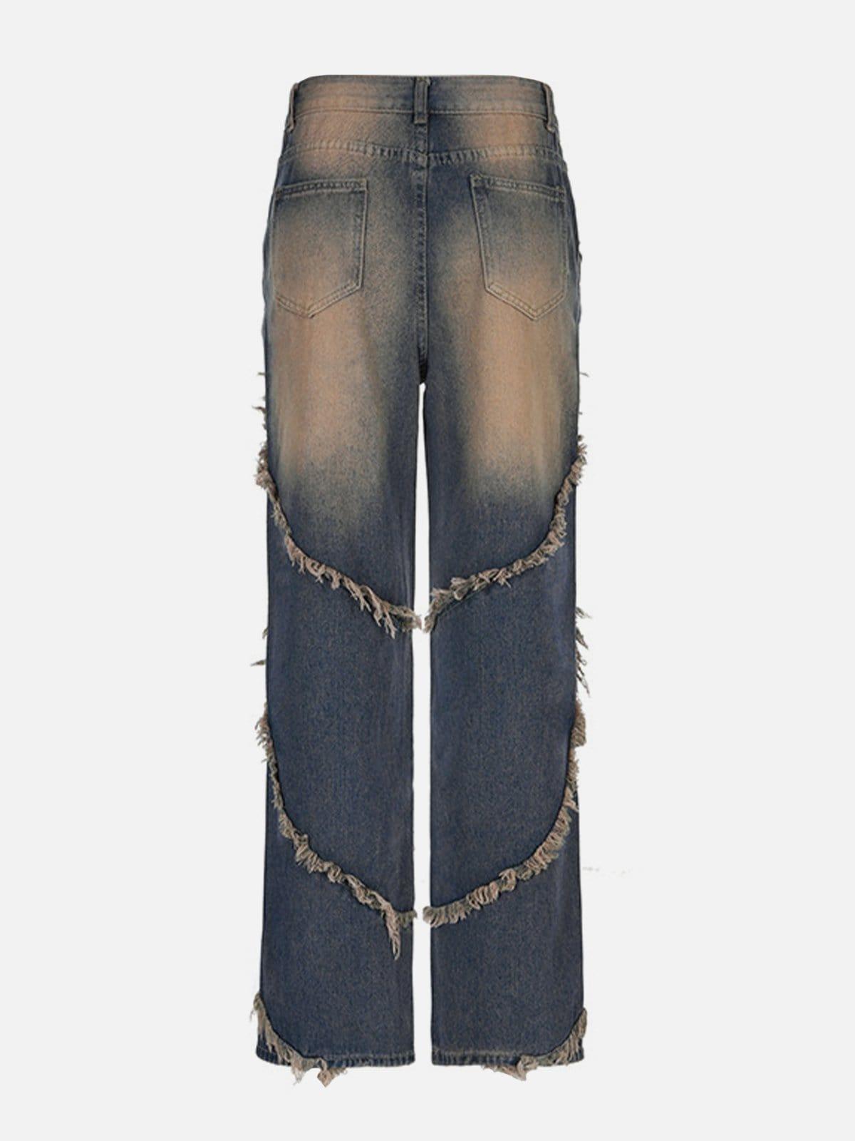 TALISHKO Symmetrical Raw Edge Straight-Leg Jeans