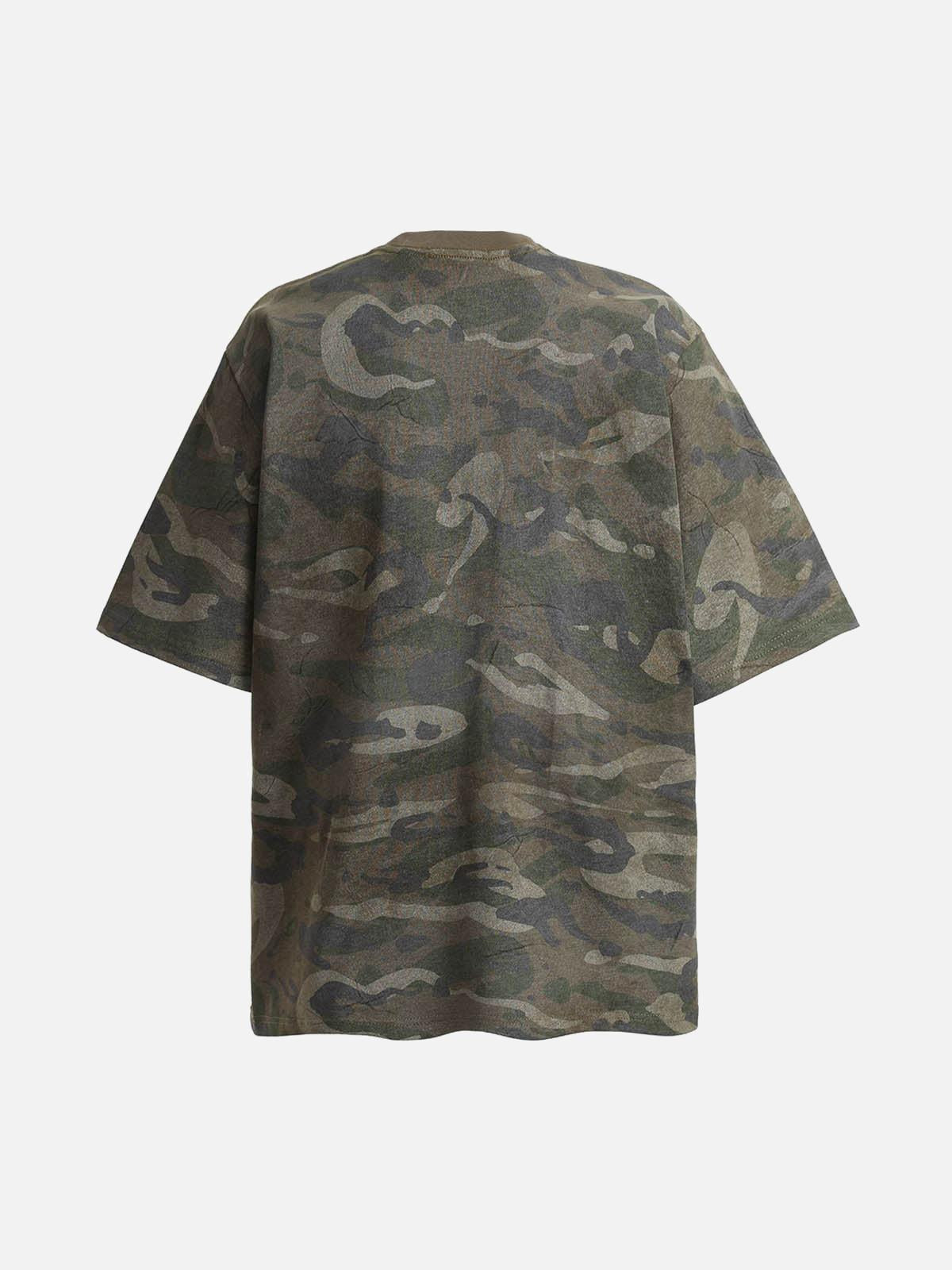 TALISHKO Camouflage Patchwork Graphic T-Shirt