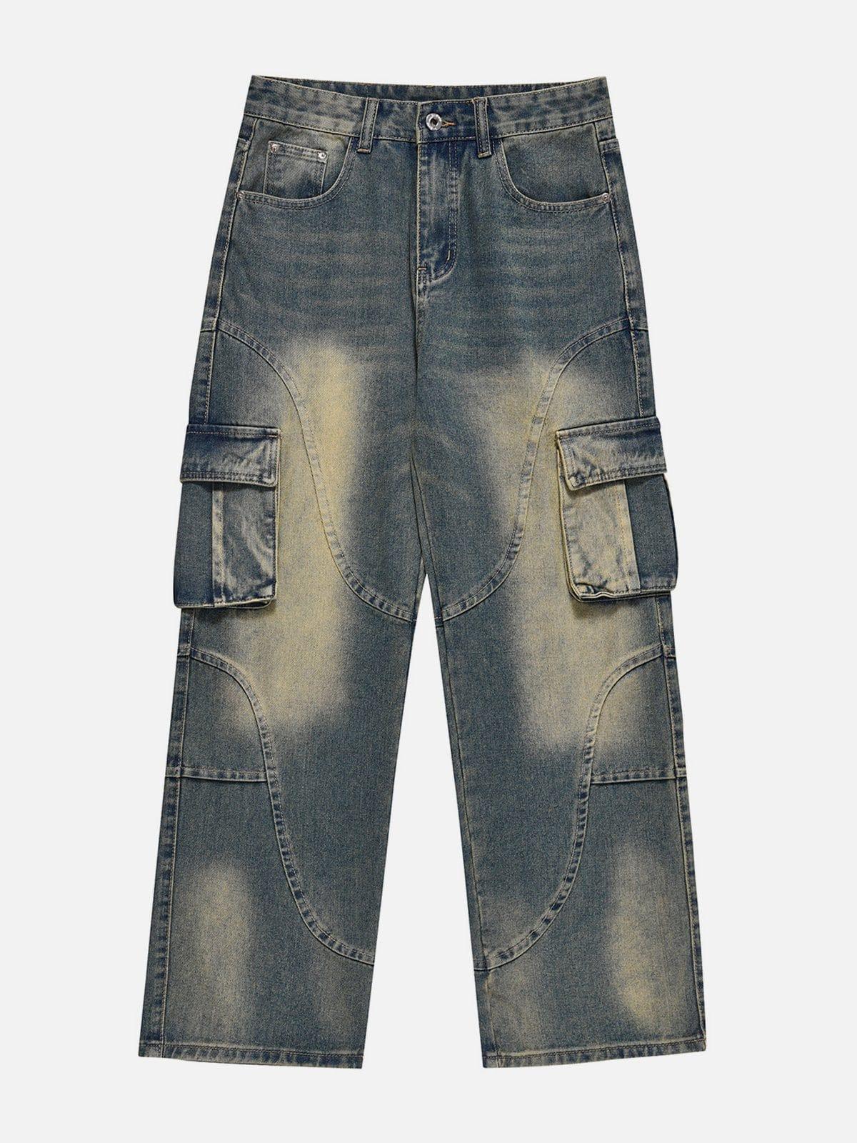TALISHKO Curved Patchwork Jeans