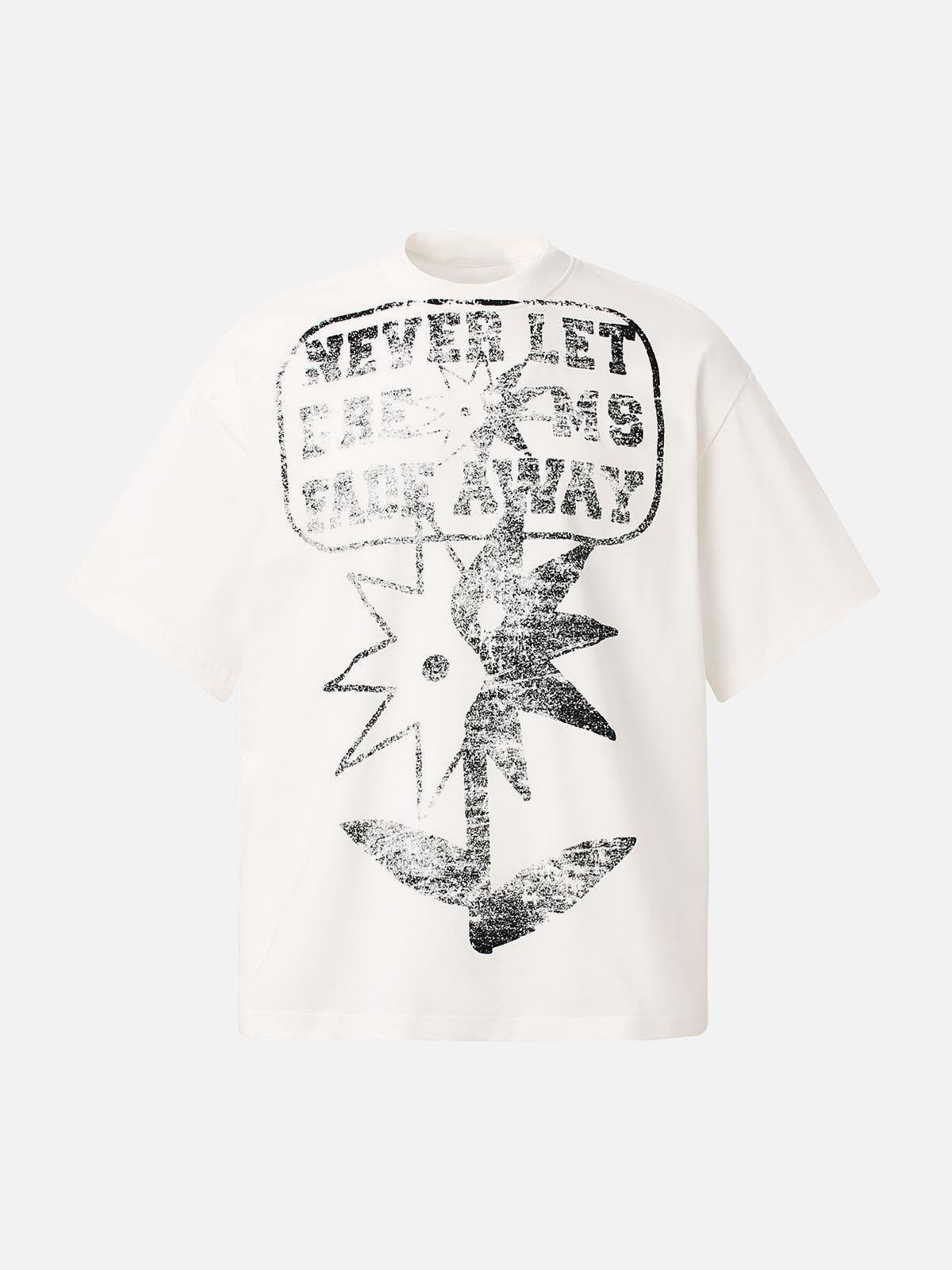 TALISHKO Distressed Fun Print Crew Neck T-Shirt