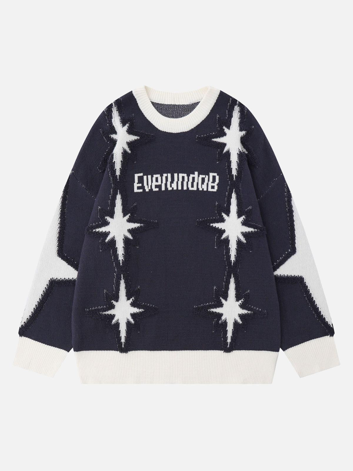 TALISHKO Star Jacquard Crew Neck Sweater