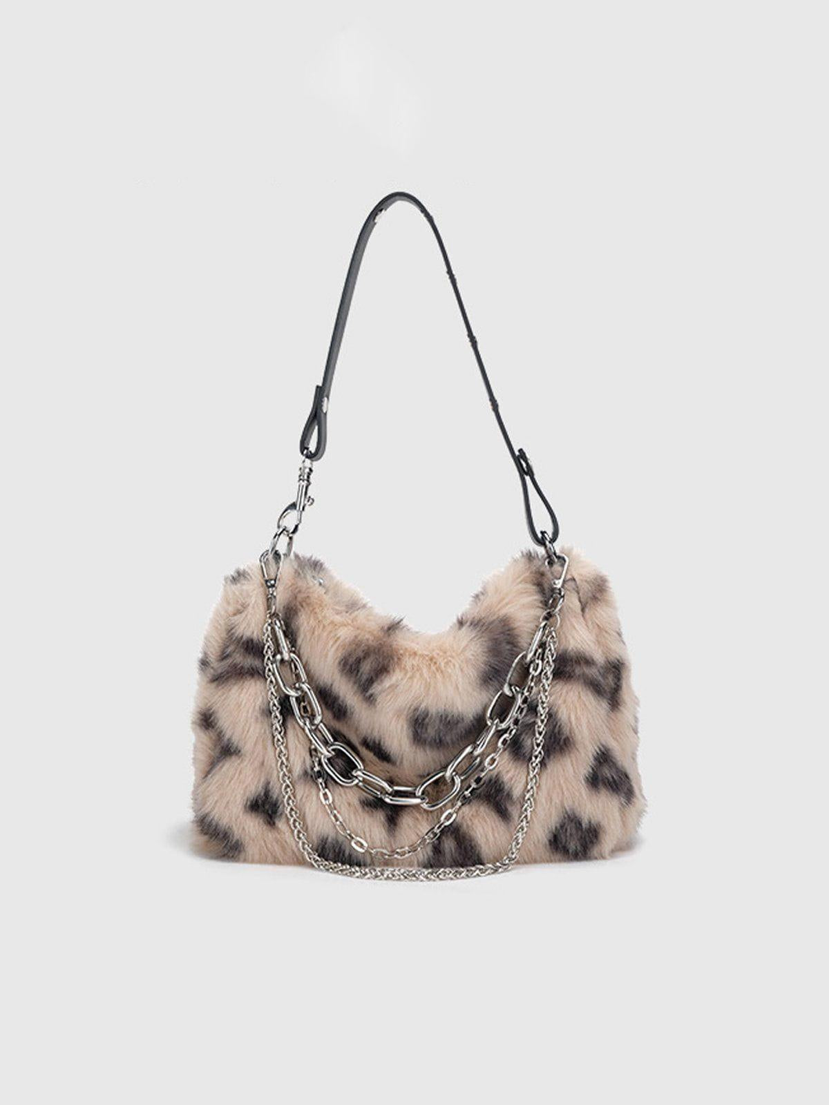 TALISHKO Leopard Fleece Chain Bag