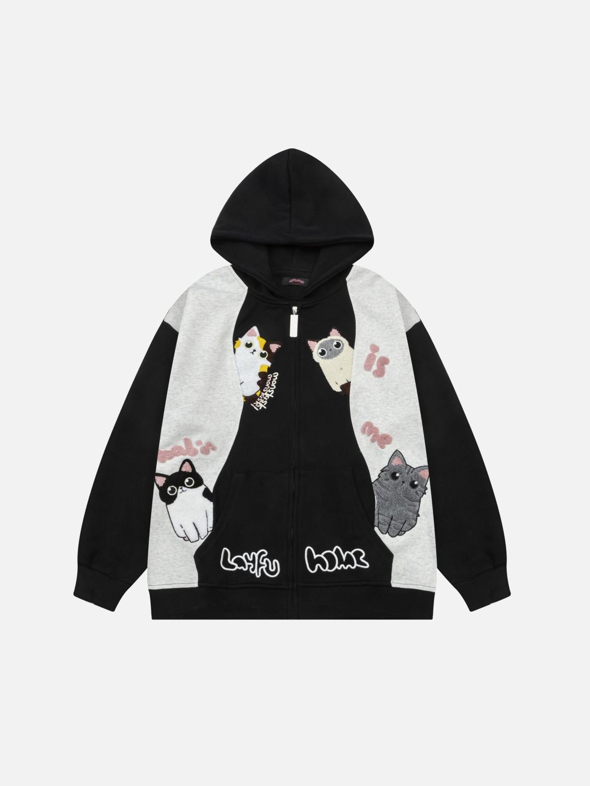 TALISHKO Cat Contrast Color Hoodie