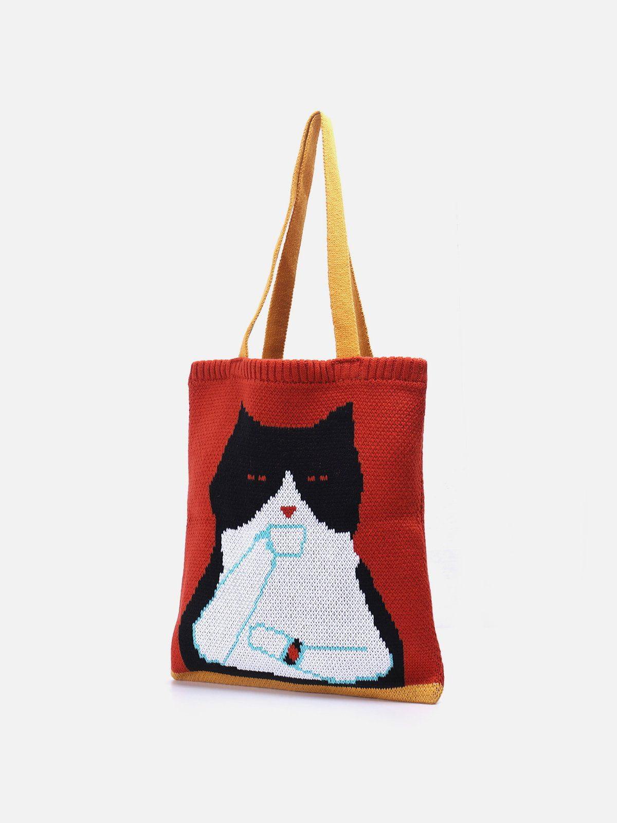 TALISHKO Cat Graphic Knit Bag