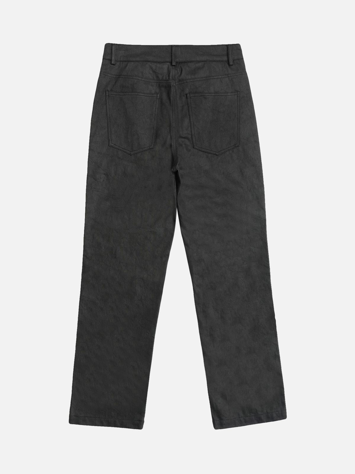 TALISHKO Street Hip-Hop Structure Zipper Design Washed Jeans