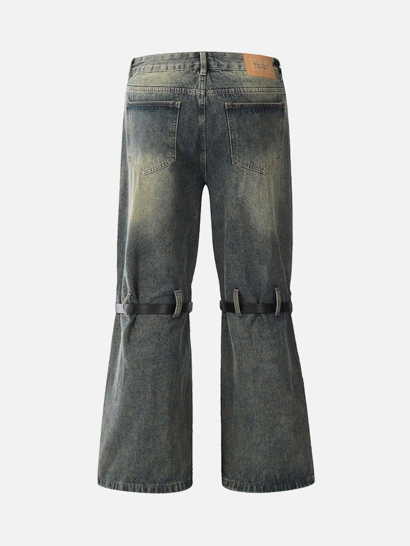 TALISHKO Patchwork Tie Design Micro Flare Jeans
