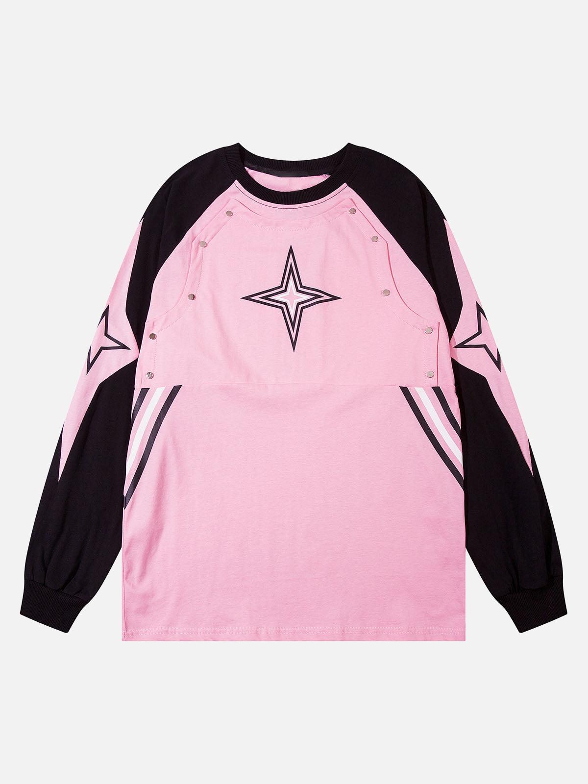 TALISHKO Star Stitched Studded Long Sleeve T-Shirt