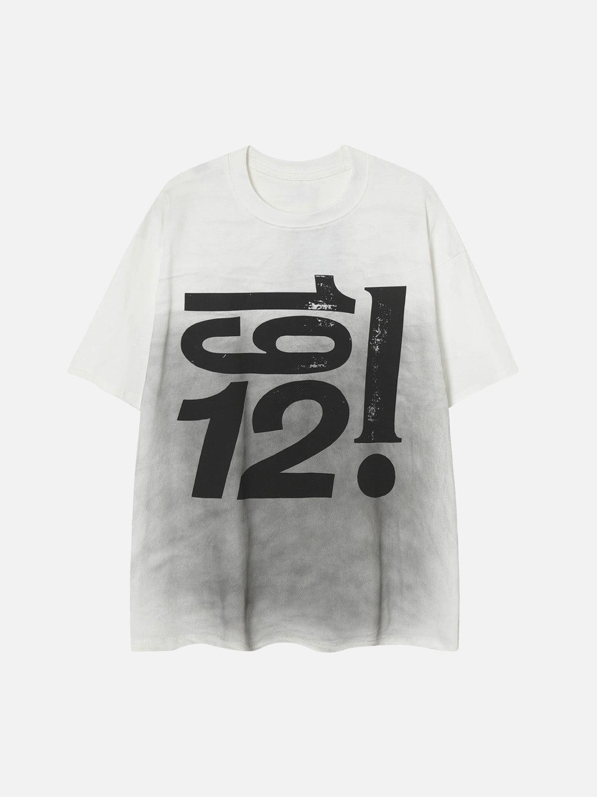 TALISHKO Heavy Washed Distressed Dirty Print Letter T-Shirt