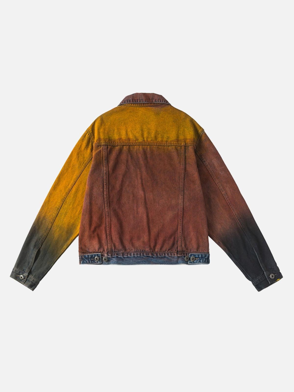 TALISHKO High Street Distressed Spray-Painted Denim Jacket