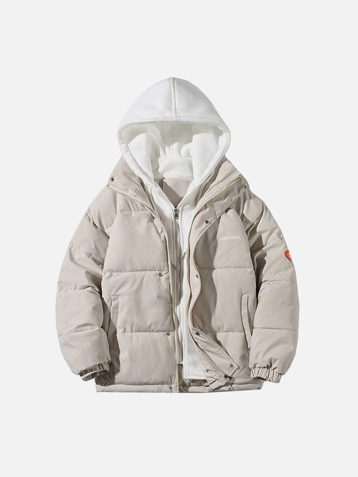 TALISHKO Fake Two-Piece Hooded Winter Coat