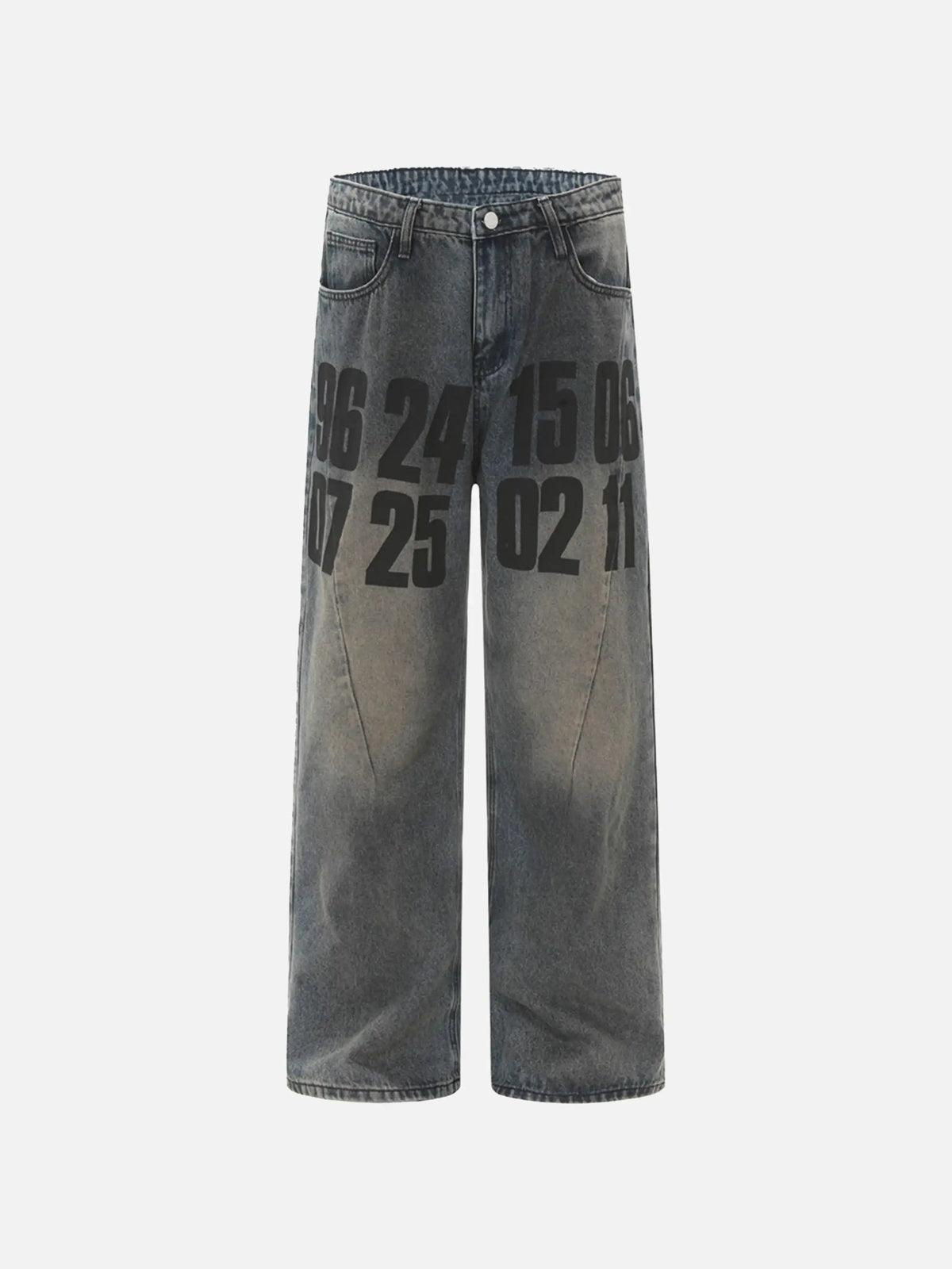TALISHKO Vintage Number Print Jeans