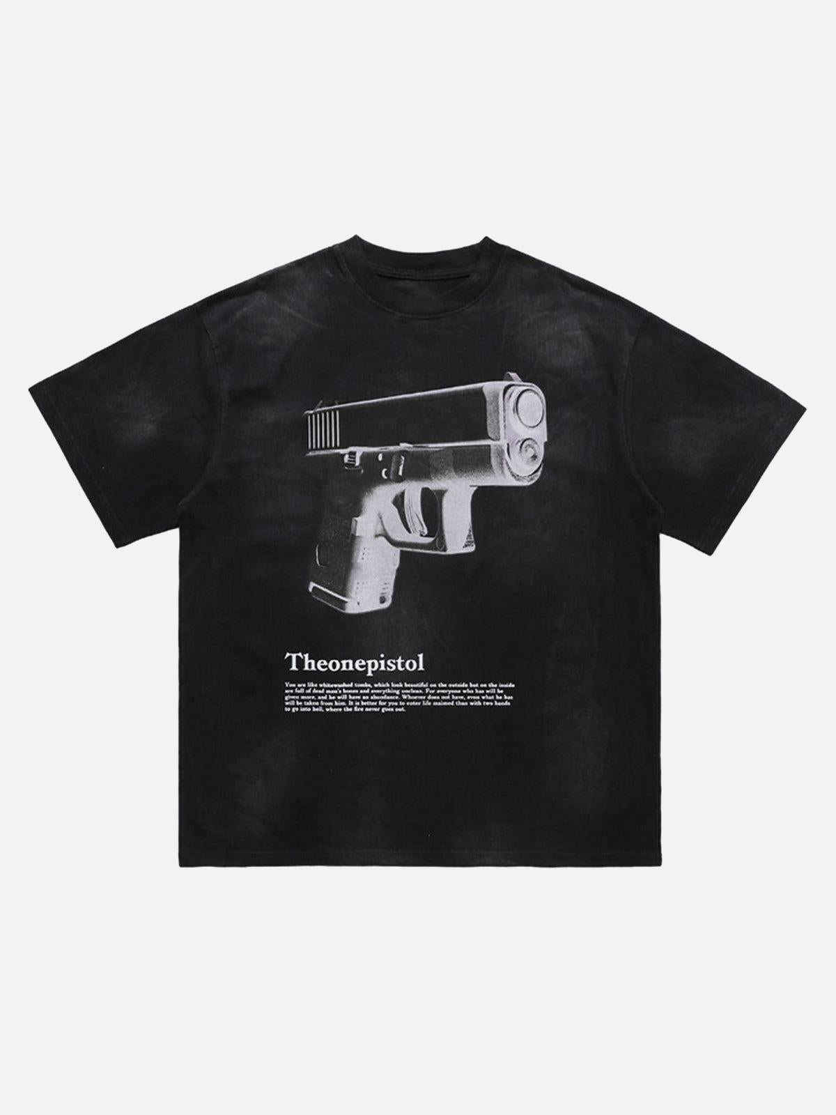 TALISHKO Graphic Gun Print T-Shirt - Bold Statement for Urban Style