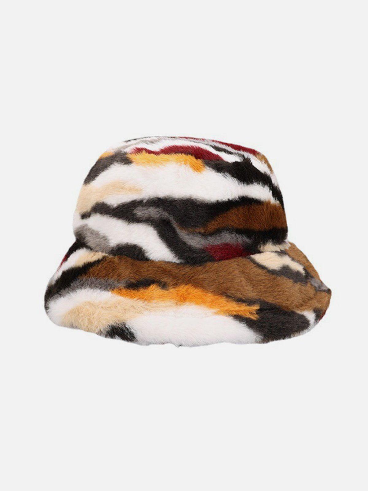 TALISHKO Camo Stripe Plush Vintage Bucket Hat
