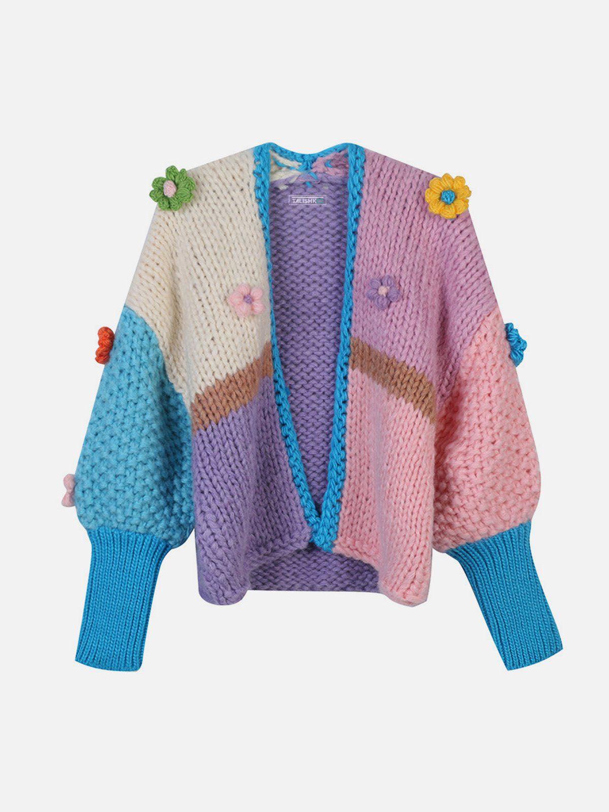 TALISHKO Flowers Embroidery Oversized Sleeves Cardigan