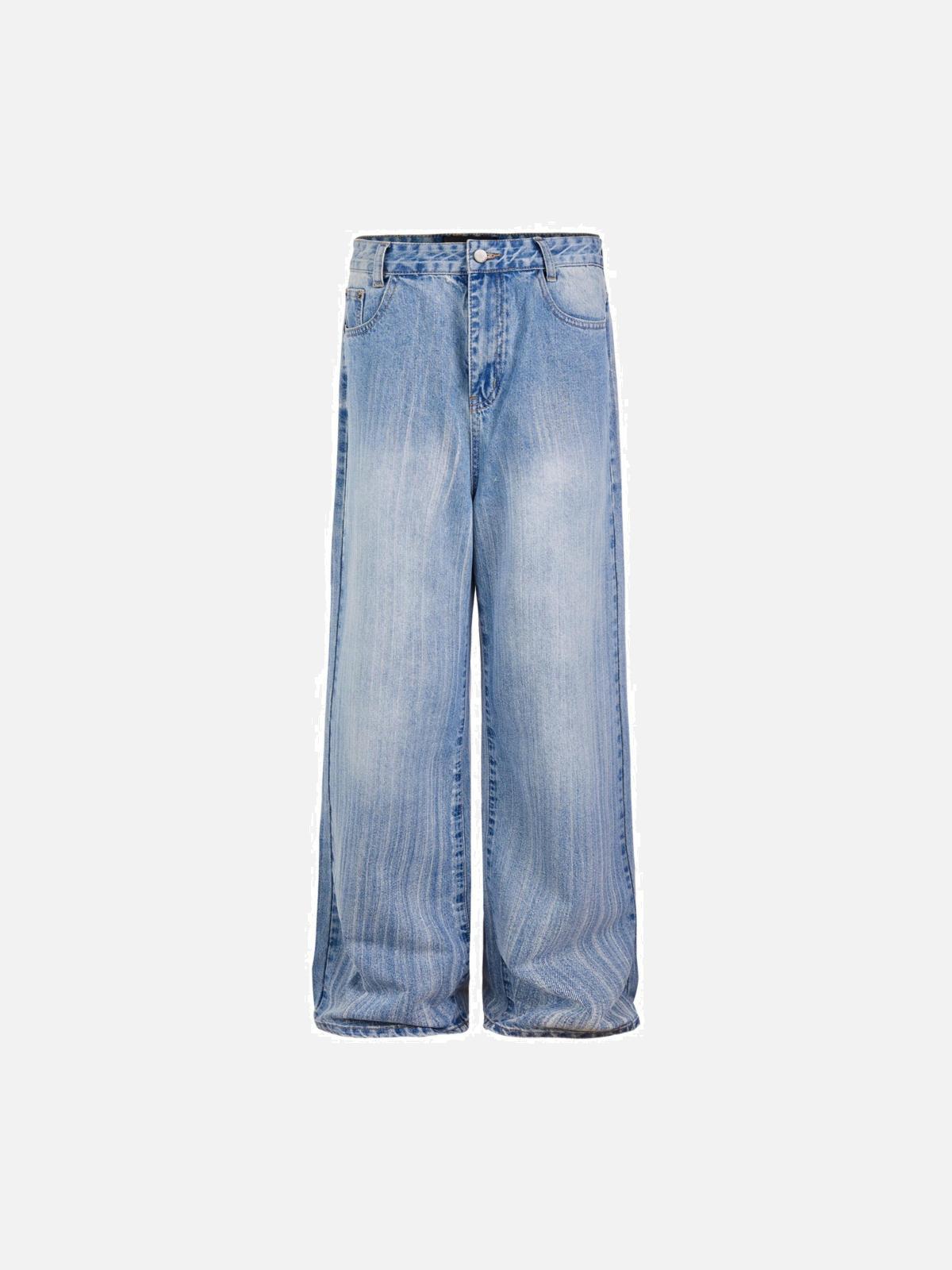 TALISHKO Vintage Distressed Scratched Tie-Dye Jeans