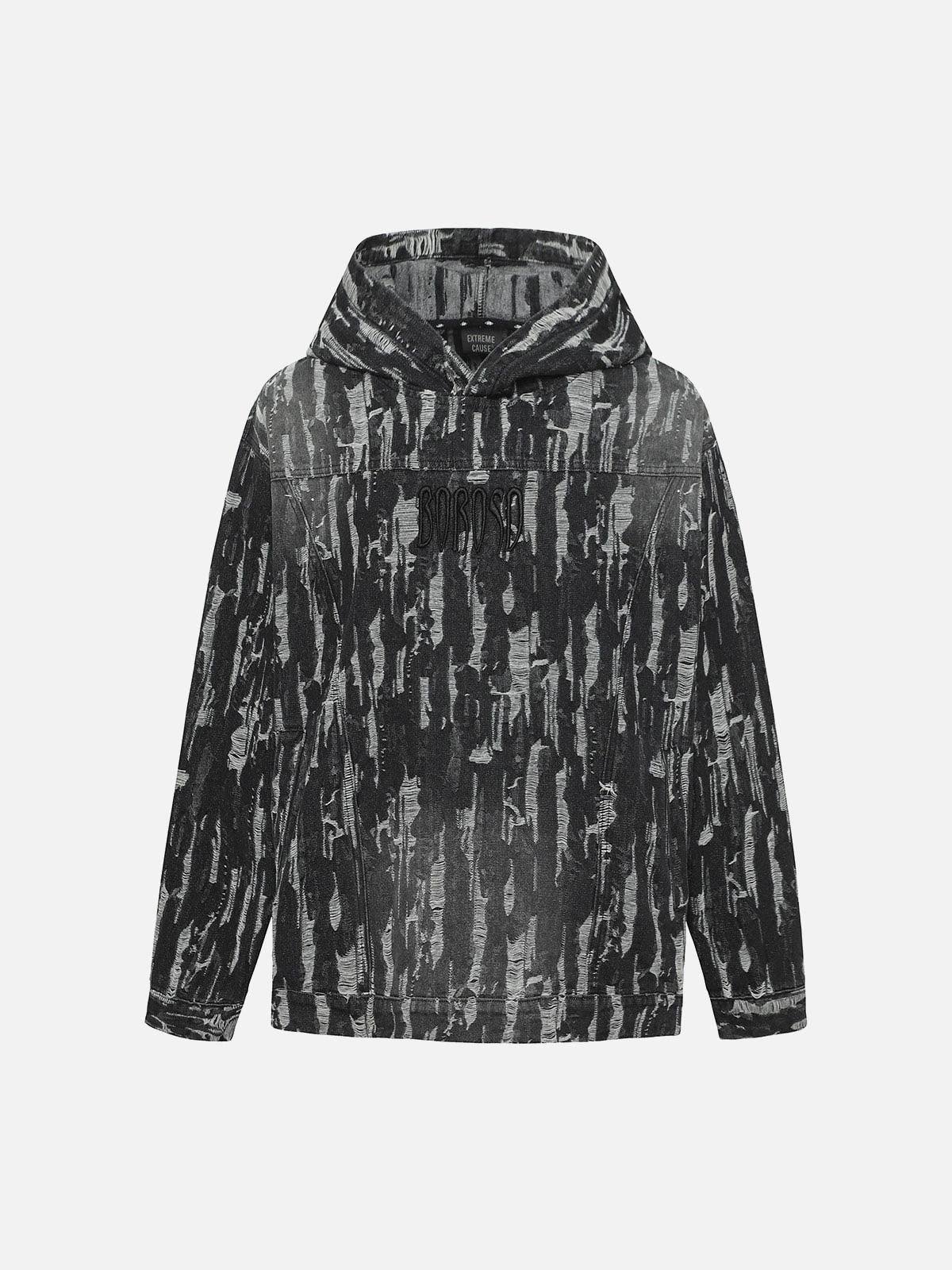 TALISHKO Embroidered Washed Denim Hoodie
