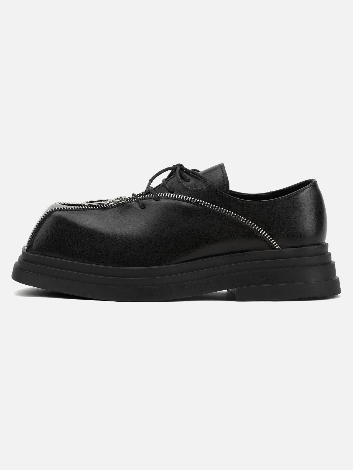TALISHKO Punk Personality Zipper Design Leather Shoes