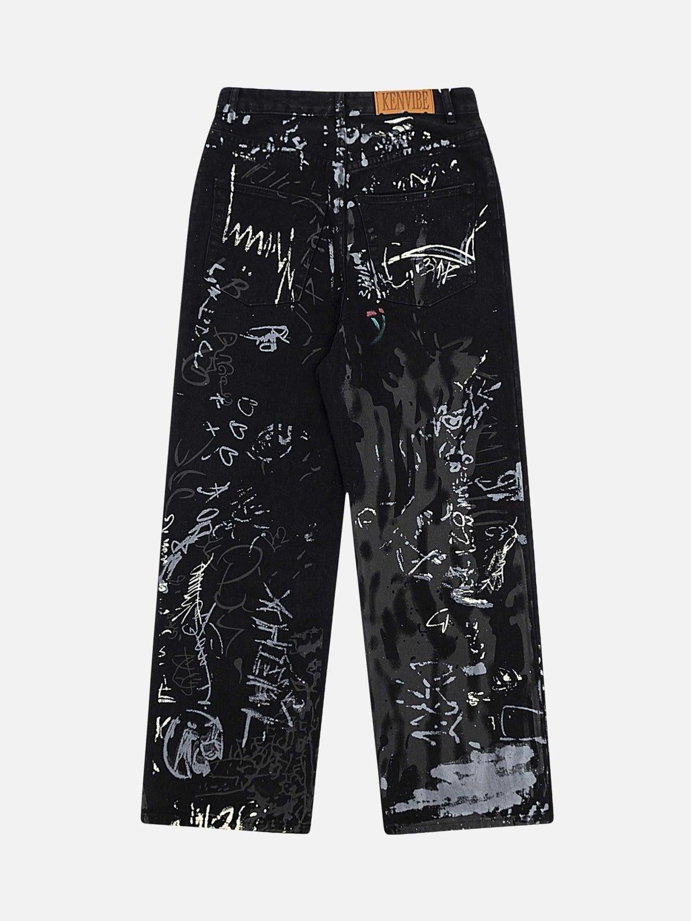 TALISHKO Americana Graffiti Letter Print Jeans