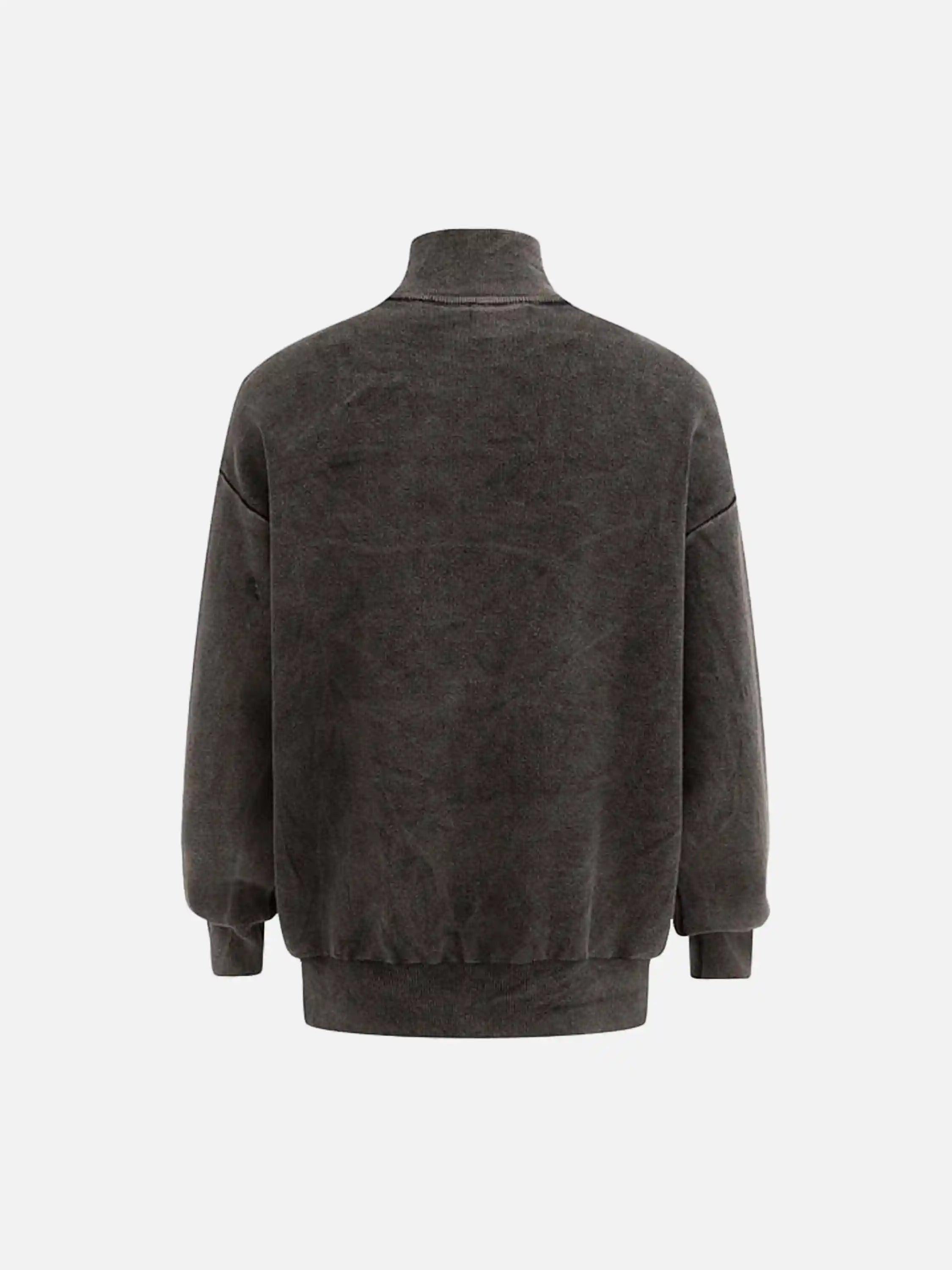 TALISHKO Vintage Flame Jacquard Stand Collar Cardigan