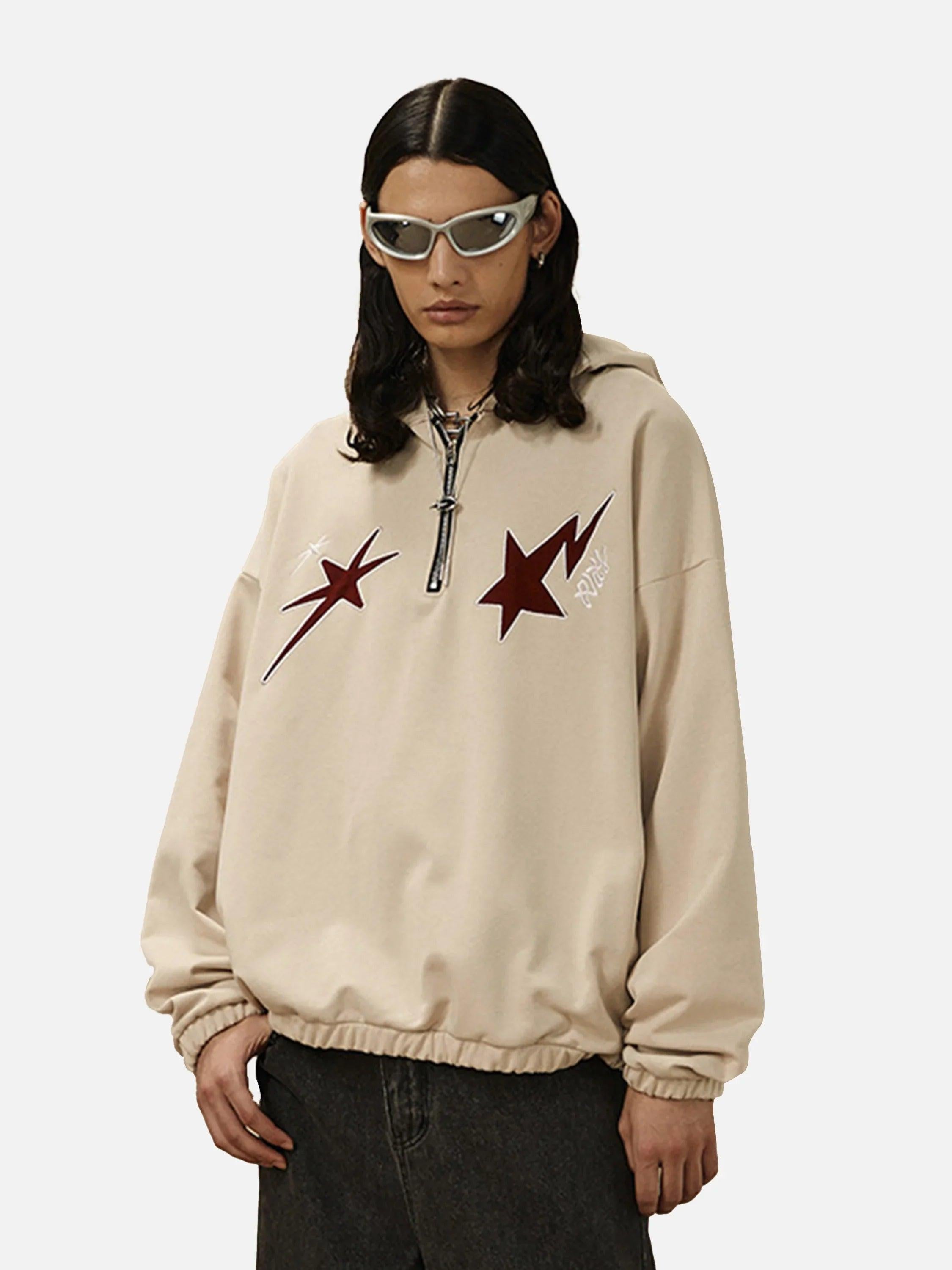 TALISHKO Star Patchwork Half-Zip Hoodie