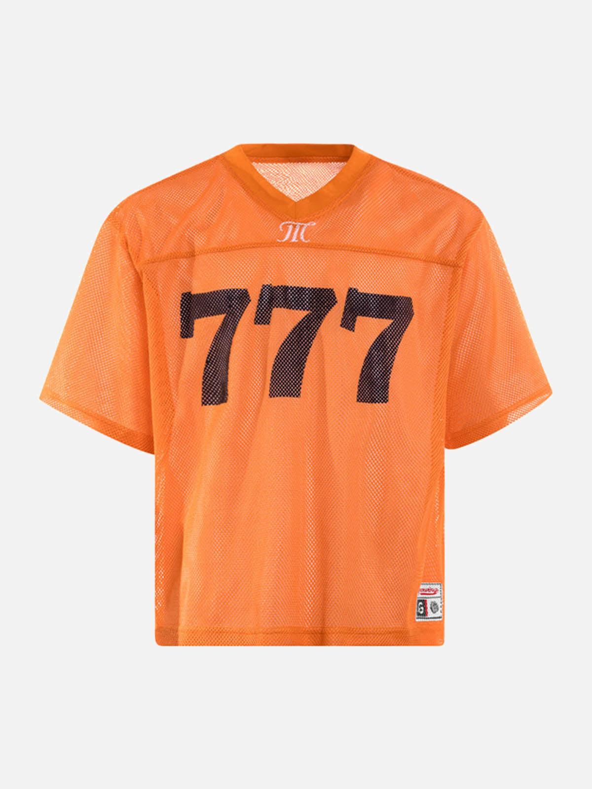 TALISHKO Jersey Letter Print Quick Dry V-Neck T-Shirt
