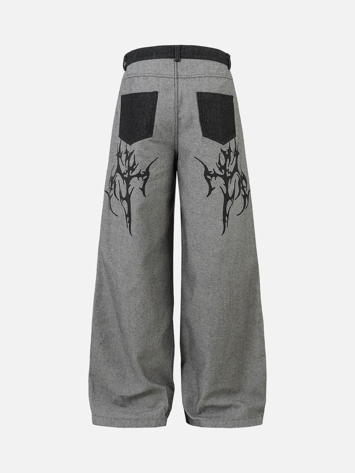 TALISHKO Tribal Flame Print Baggy Jeans
