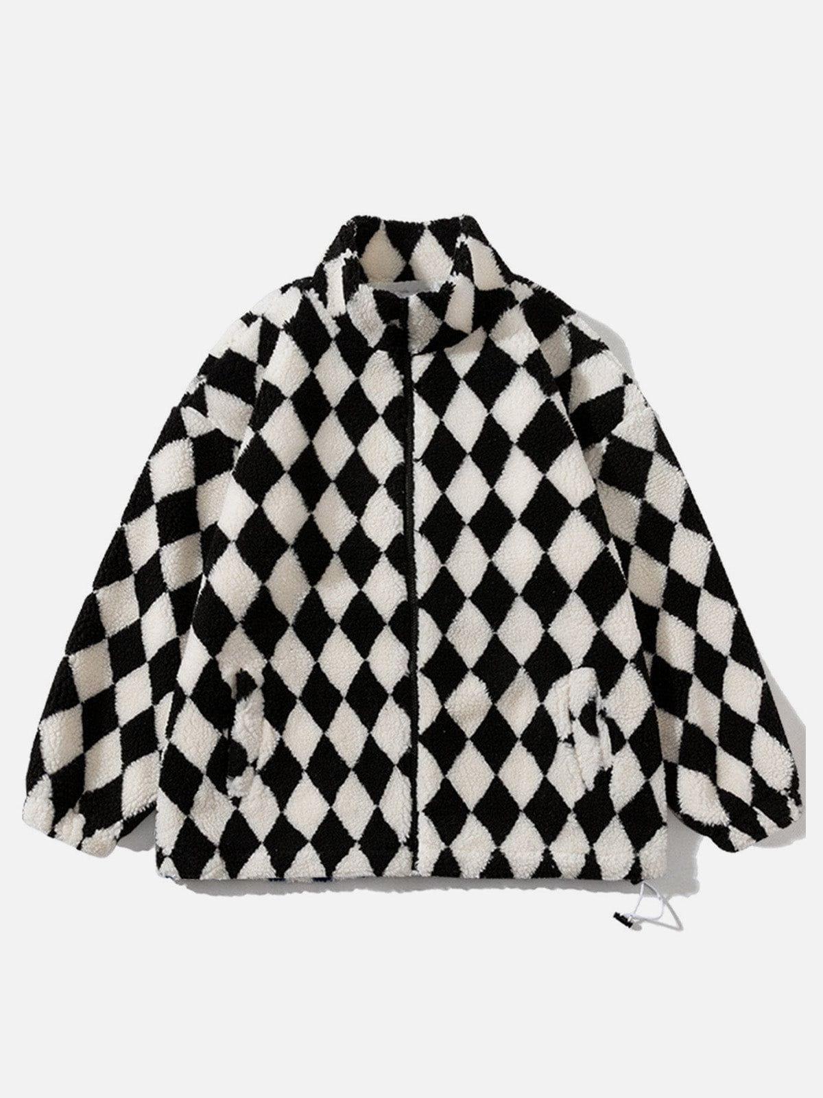 TALISHKO Diamond Pattern Sherpa Winter Coat